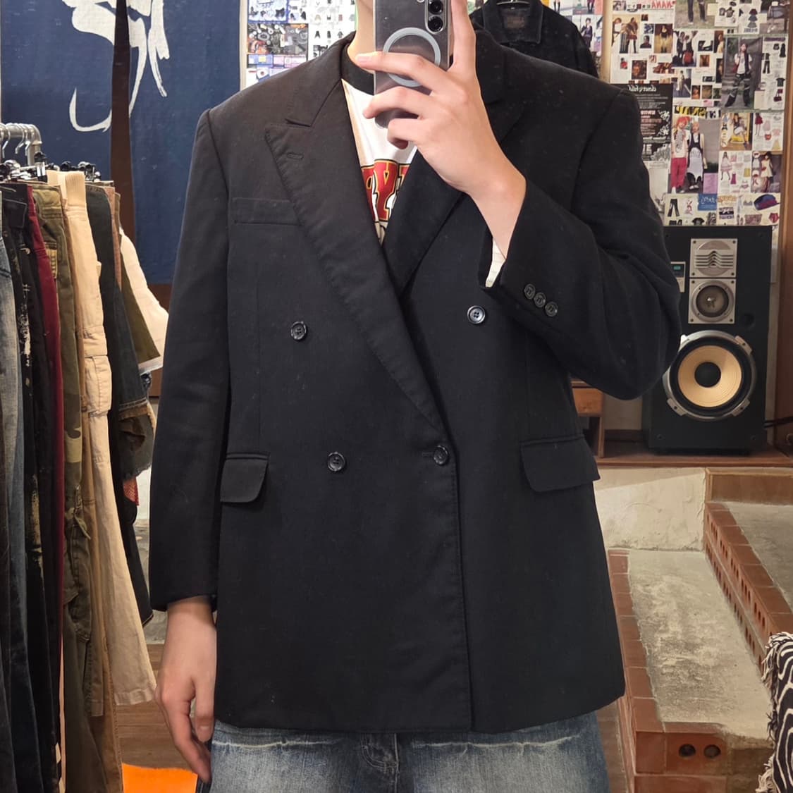 JPN 스트라이프 더블버튼 블레이저 자켓 상품이미지1