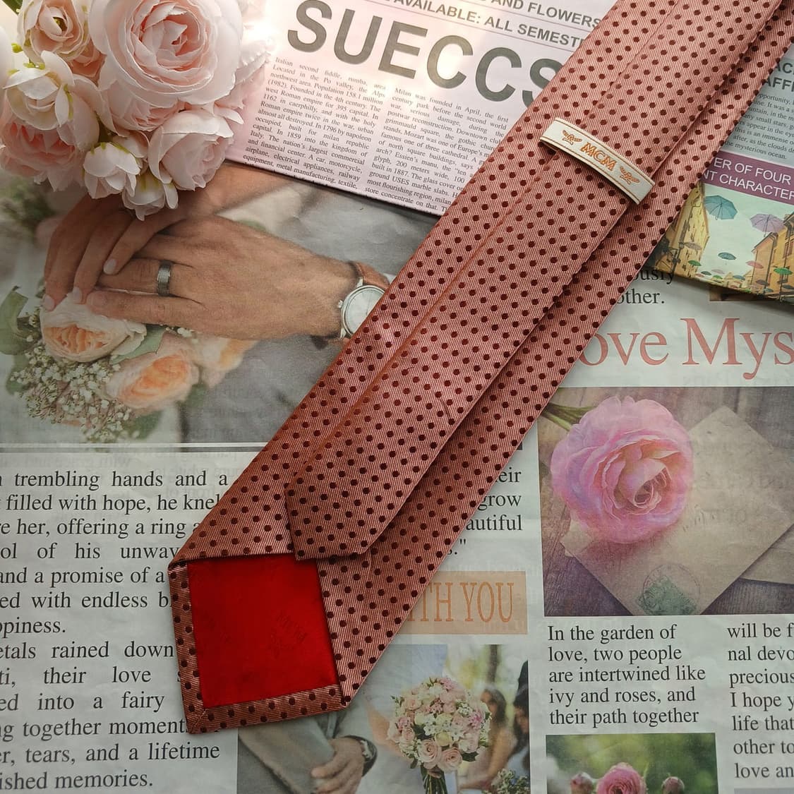 MCM 실크 핑크 도트 슬림 넥타이 7.9cm A등급 A18654
 상품이미지4