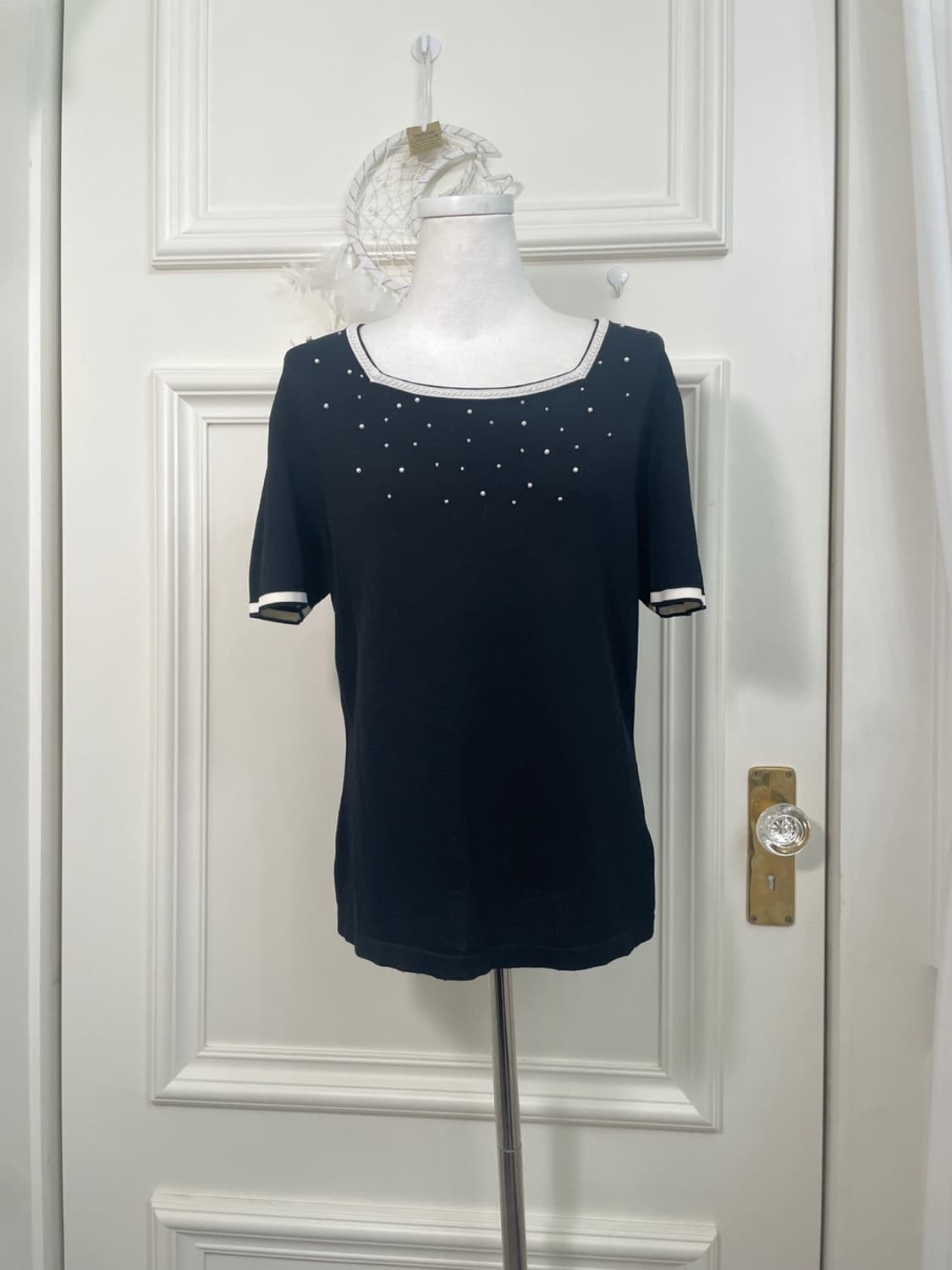 black beads point white line point half 상품이미지1