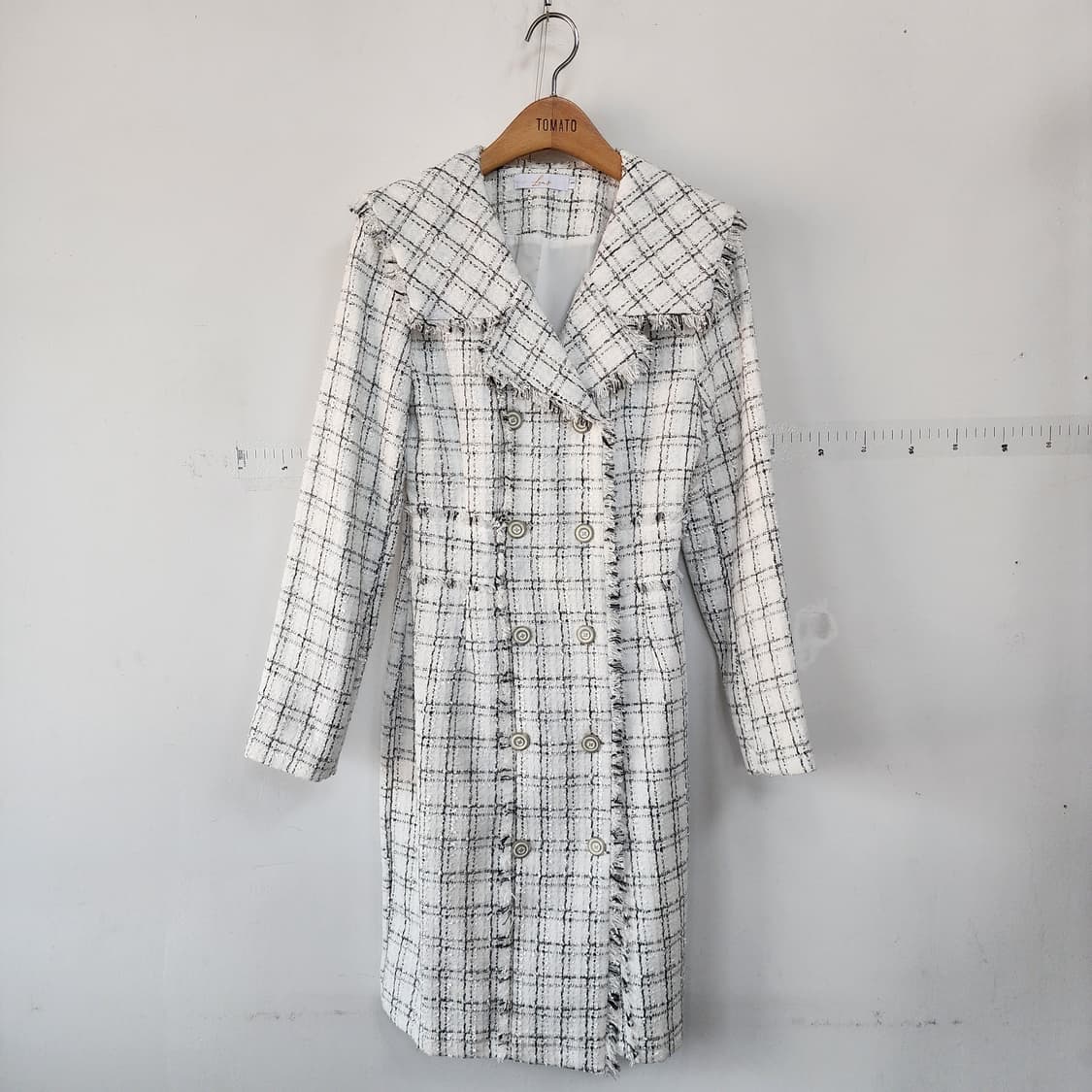 명품 디자인 트위드 체크 롱 원피스 상품이미지1