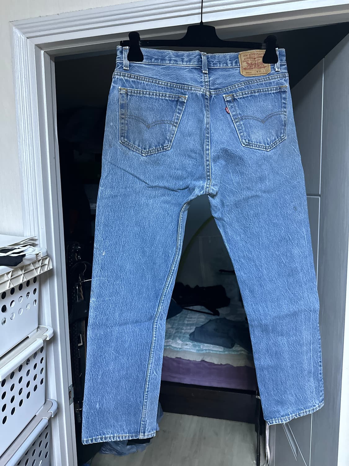 [36x33] 90s 빈티지 리바이스 501xx 연청 데님 팬츠 상품이미지3