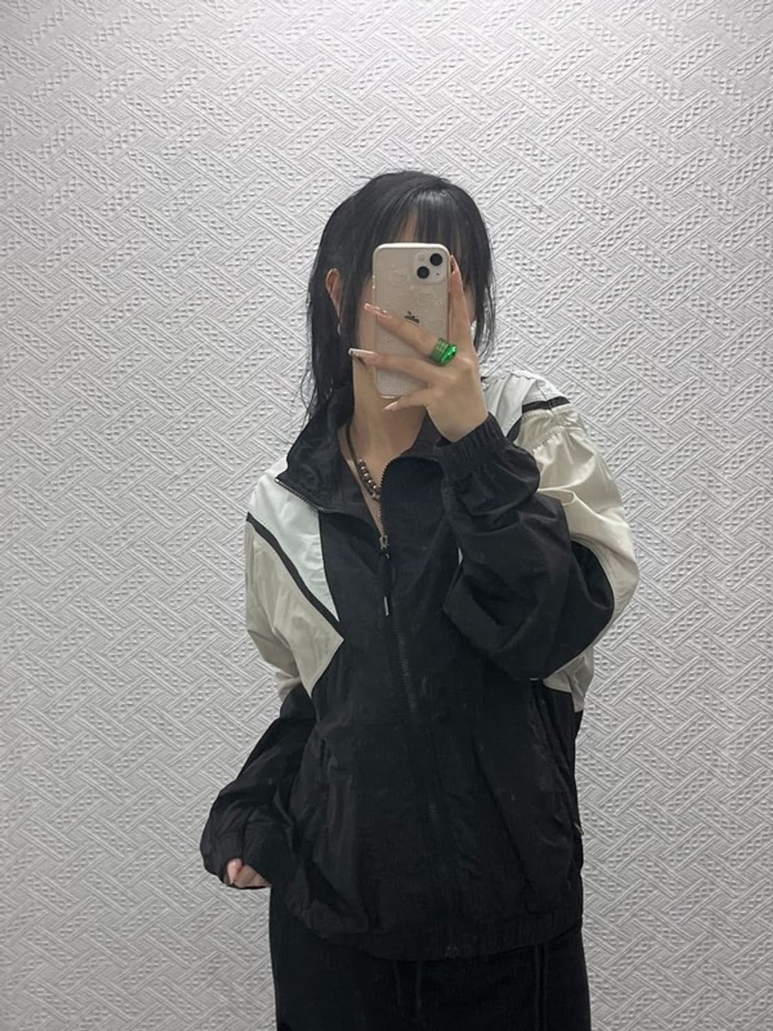 휠라 배색 올드스쿨 레트로 바람막이 자켓 L C08306 상품이미지1