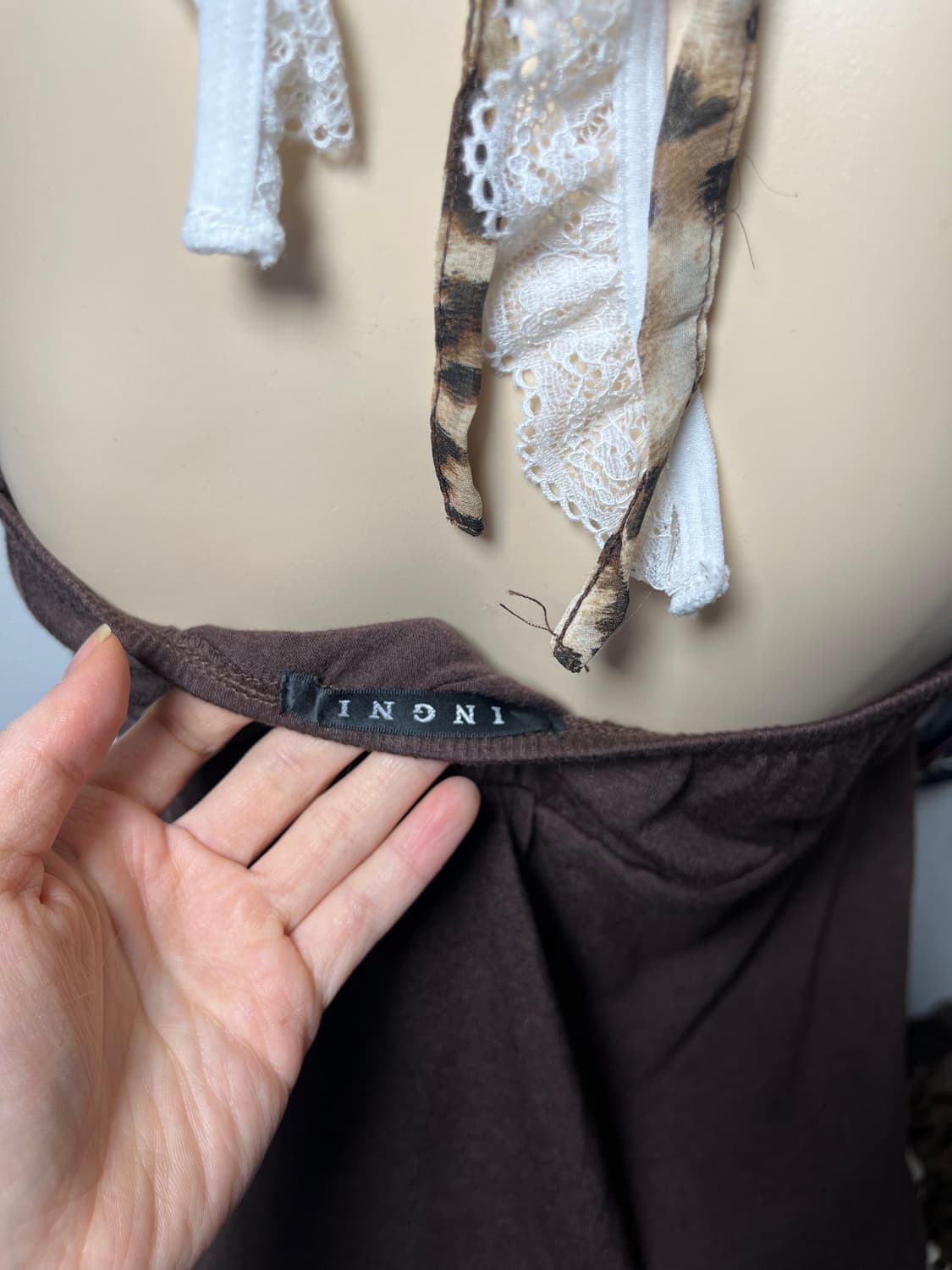 Ingni 호피 갸루 홀터넥 슬리브리스 원피스 나시 상품이미지4