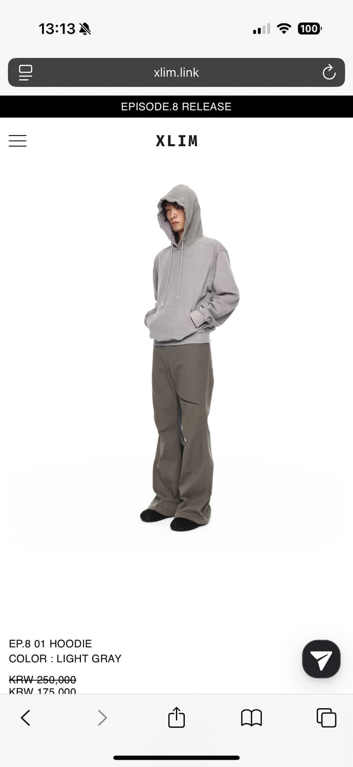 엑슬림 xlim ep8 01 후디 라이트 그레이 S 상품이미지8