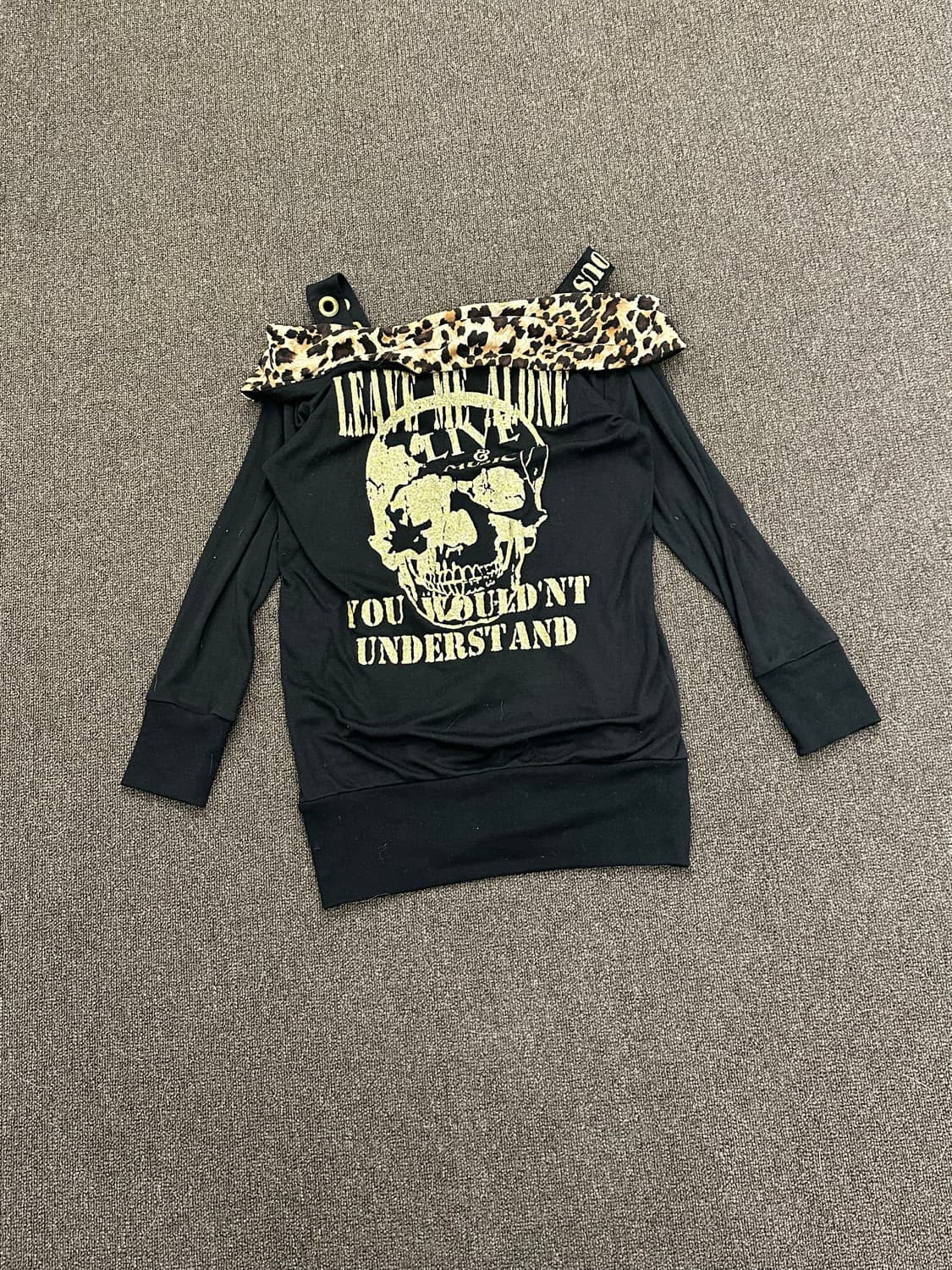 L)Japanese vintage 여성 y2k 레오파드 오프숄더 상품이미지6