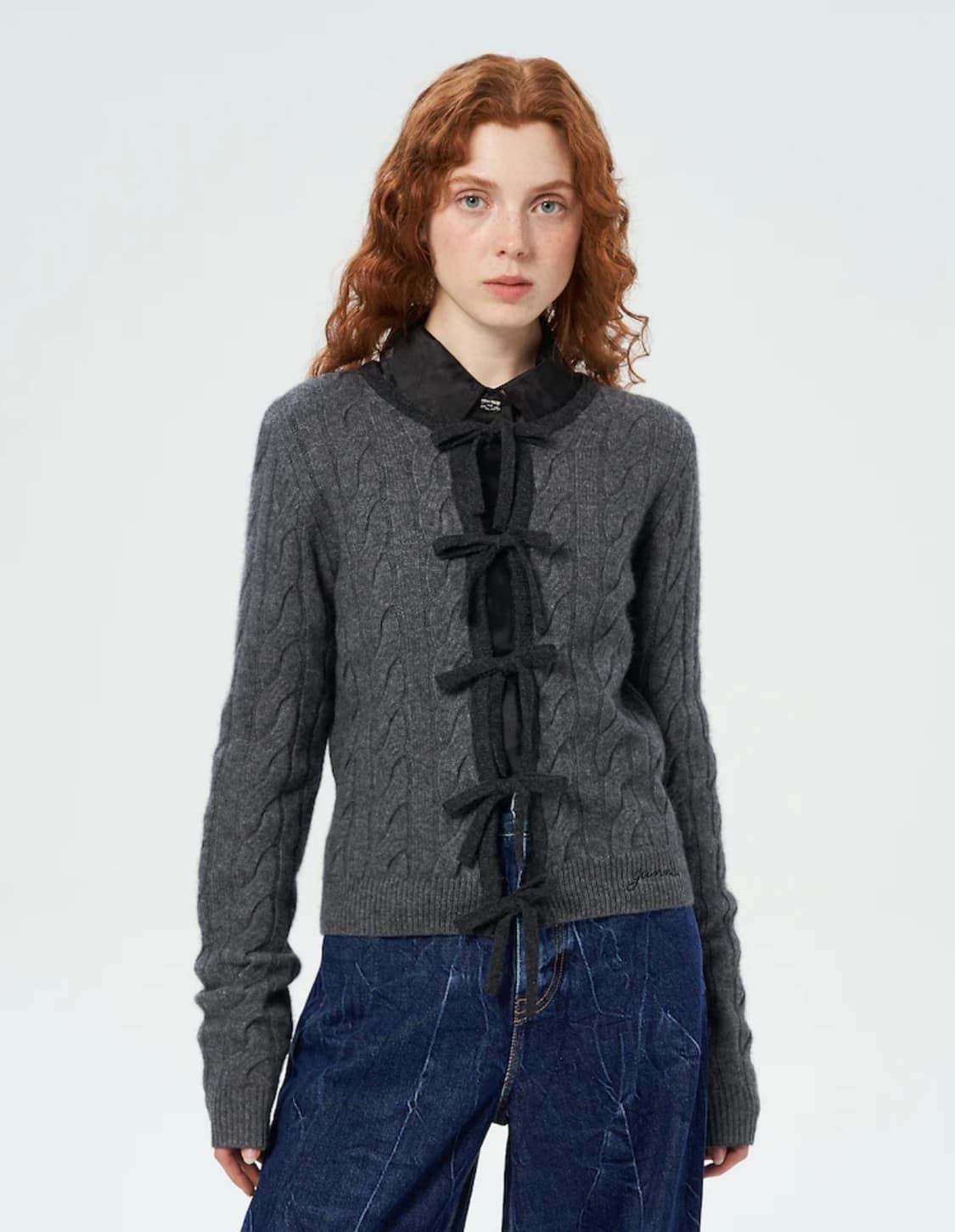 Ganni Cashmere Mix Tie String Cardigan 상품이미지1