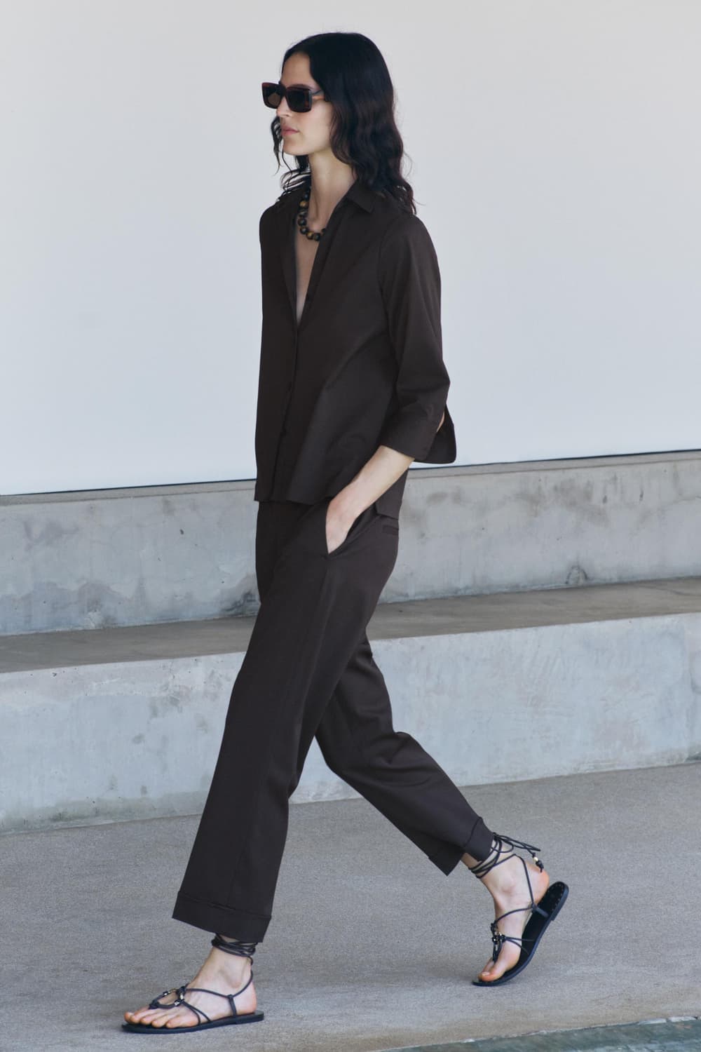 거의 새것 ZARA 자라 브라운 셔츠 M 상품이미지8