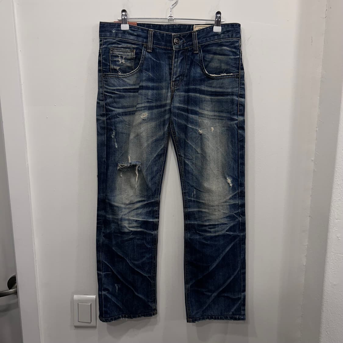 DPSR JEANS 슬림 데미지 자수 데님팬츠 상품이미지2