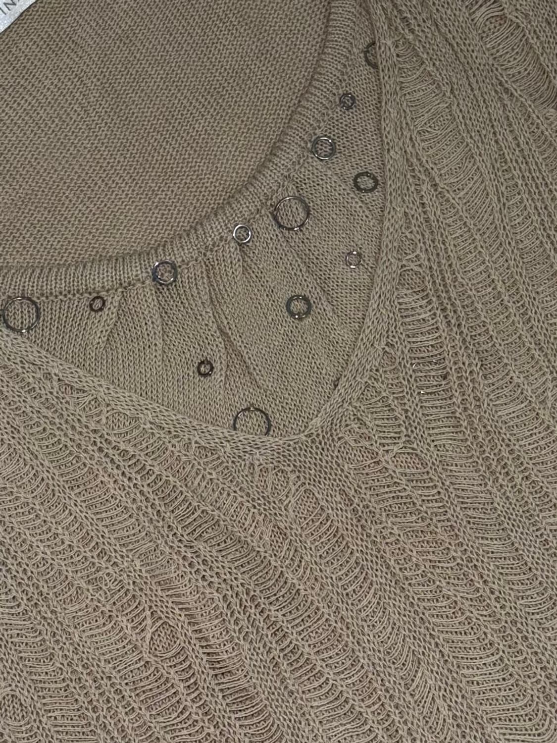 빈티지 모카 레이어드 반팔 니트 상품이미지3