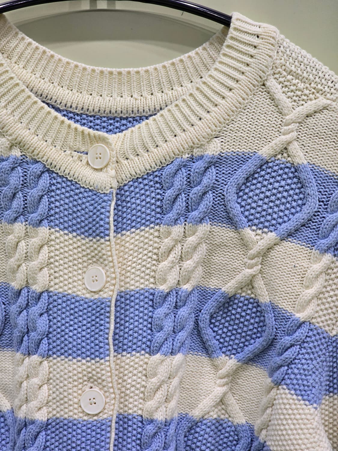 voca  vaca 스트라이프 크롭 니트 가디건 M 상품이미지3