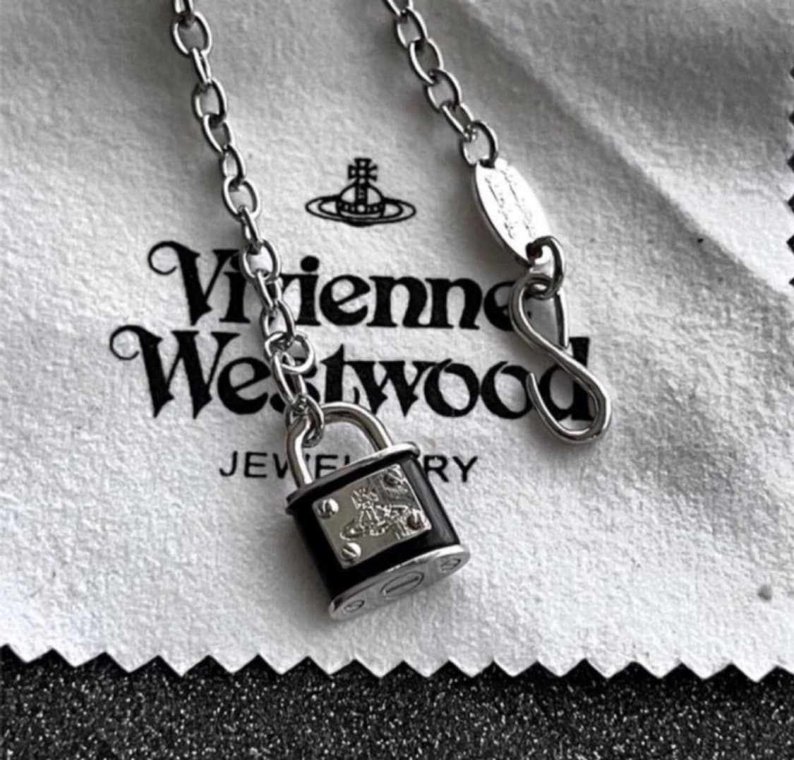 비비안웨스트우드 아카이브 블랙실버 orb 자물쇠 체인 목걸이 상품이미지1