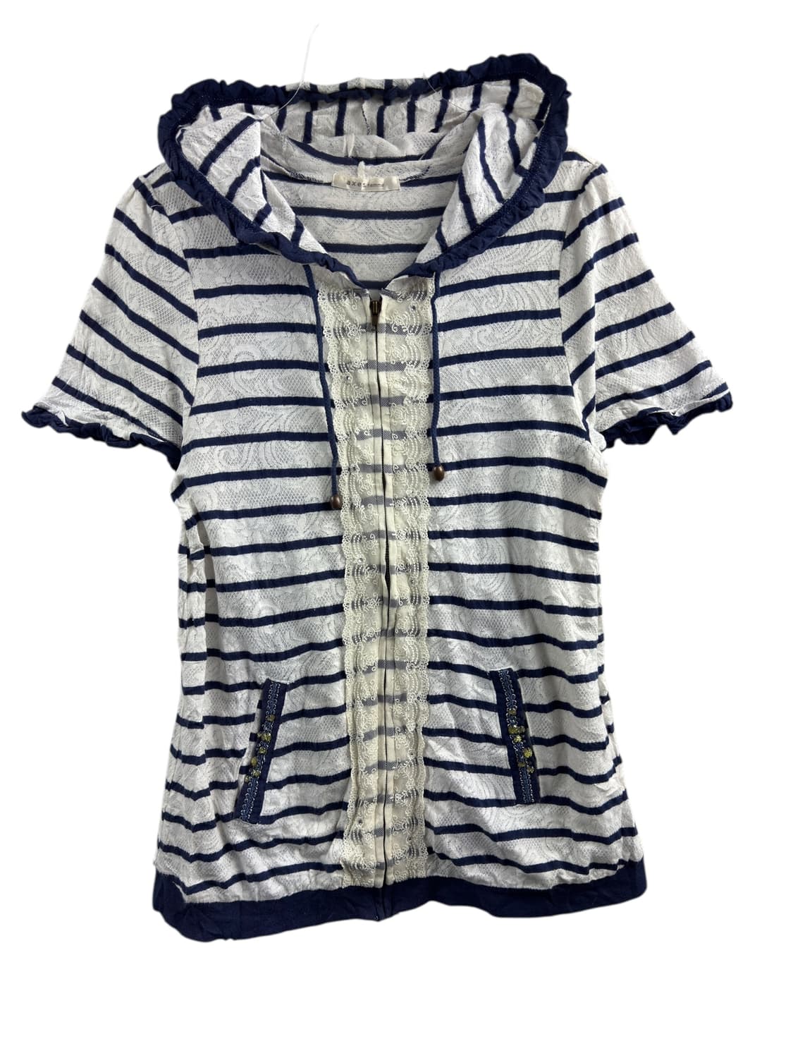 엑시즈팜 레이스 스트라이프 블루 후드집업1557 상품이미지1