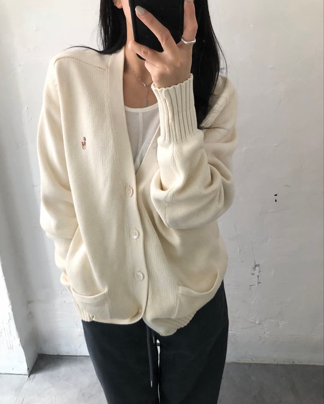 Polo 폴로 랄프로렌 아이보리컬러 브이넥 코튼 가디건 상품이미지1