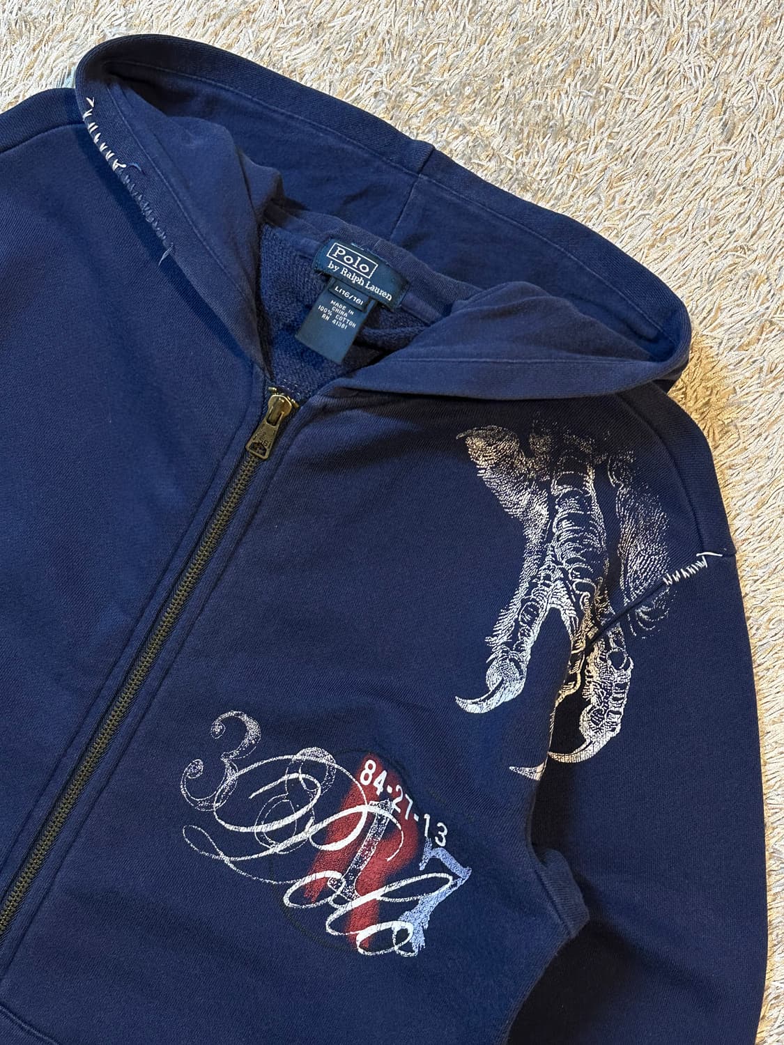 희귀) 00's 폴로 랄프로렌 이글 후드집업 네이비 상품이미지2