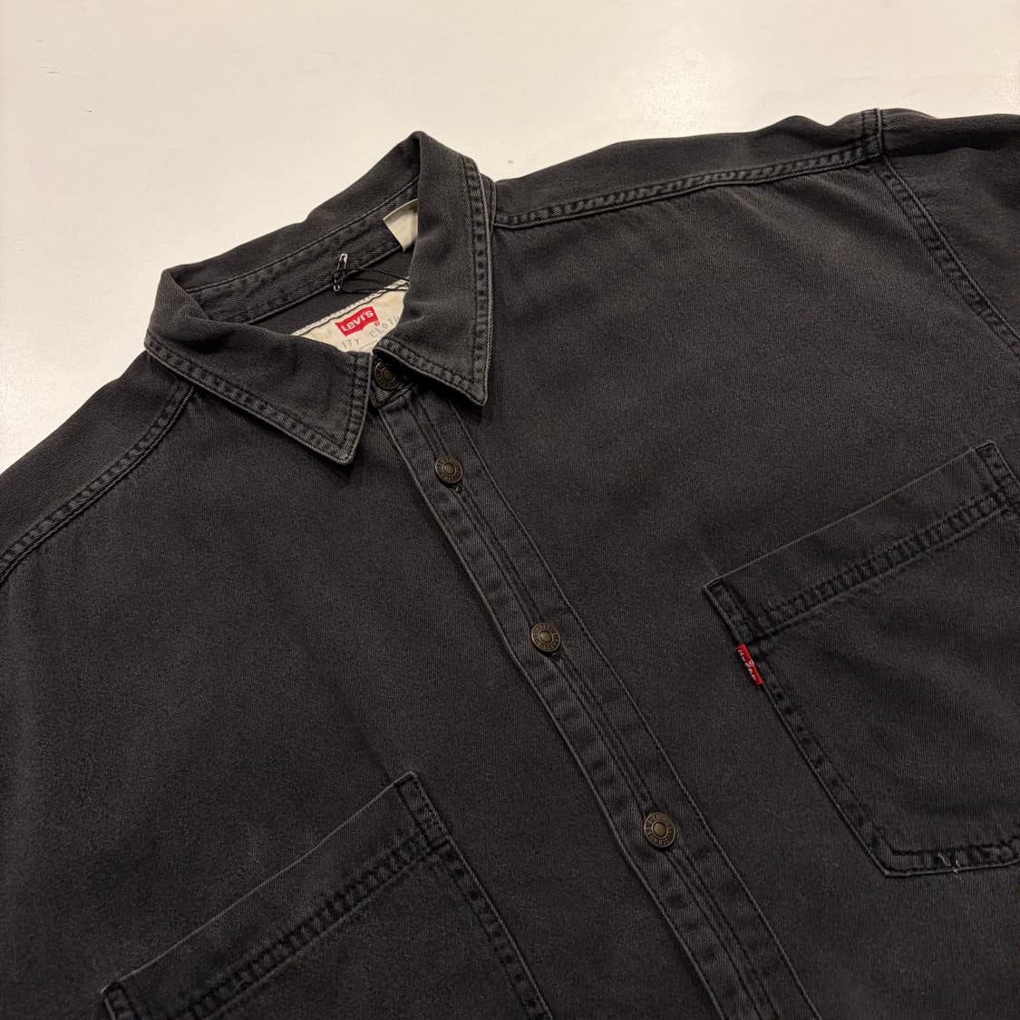 [L] 00s 리바이스 블랙 데님 흑청 셔츠 남방 D223 상품이미지3