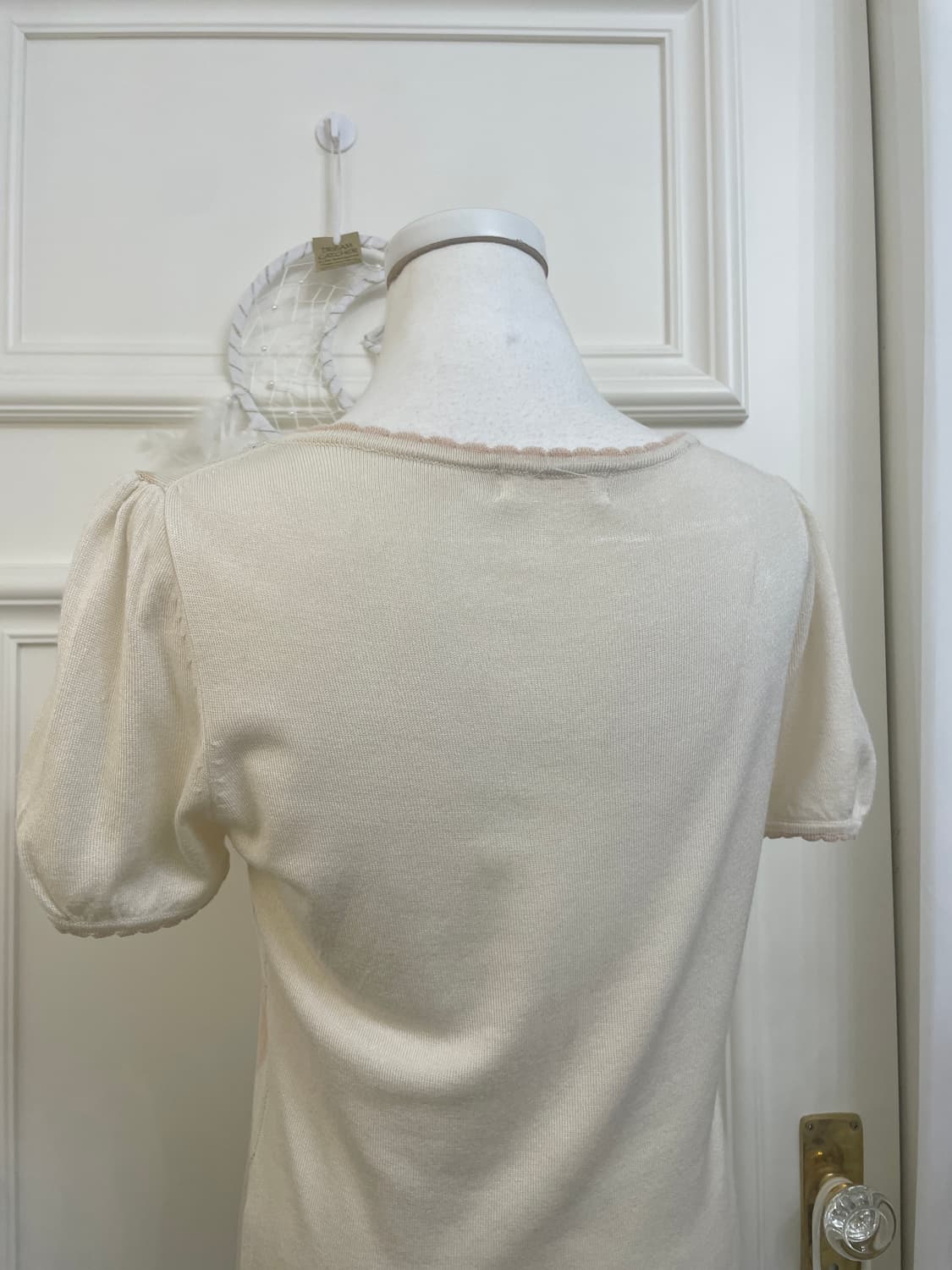 pink beige puff sleeve gold glitter knit 상품이미지4