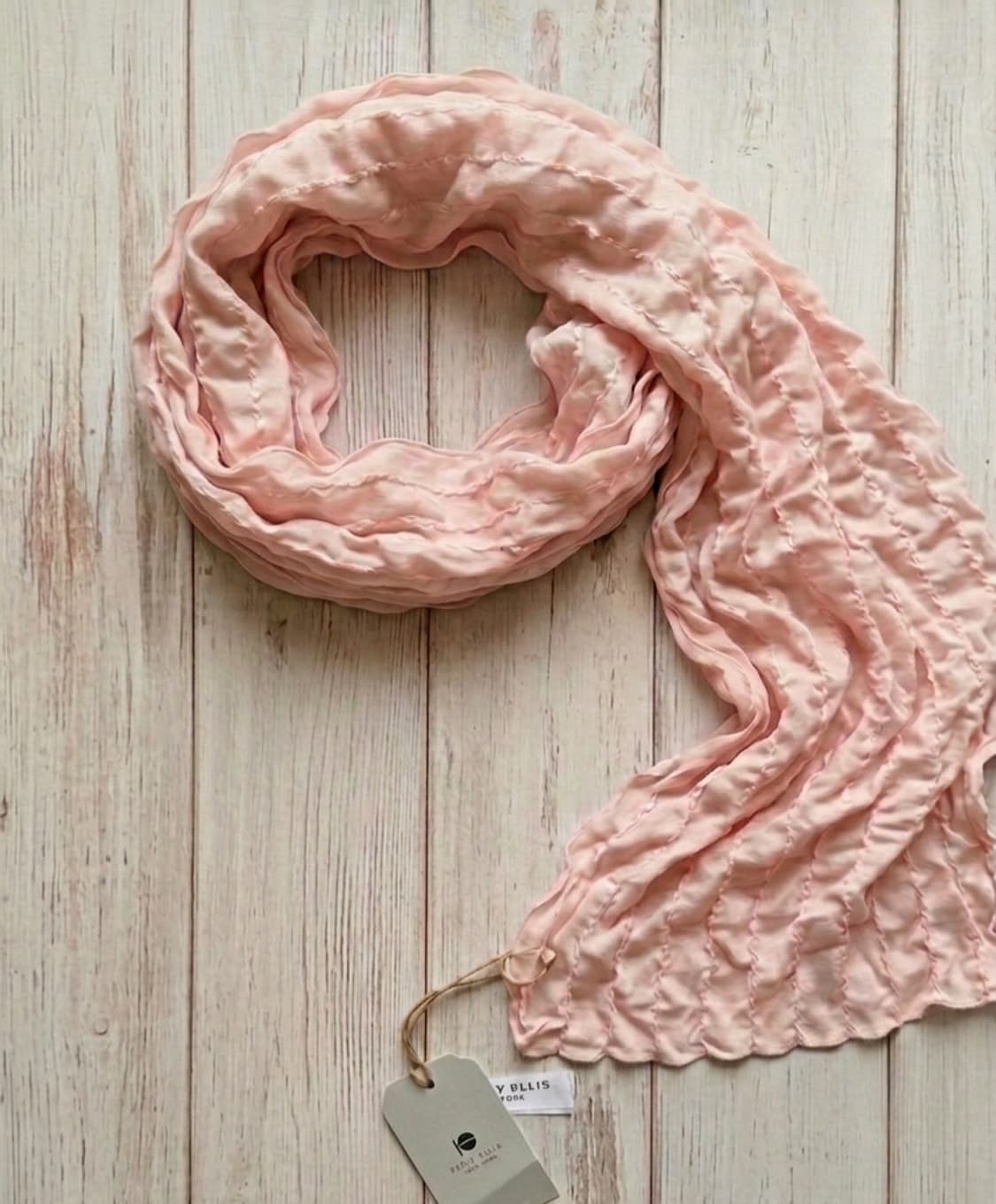 새상품 실크100 페리엘리스 뉴욕 셔링 실크 머플러 (베이비핑크) 상품이미지1