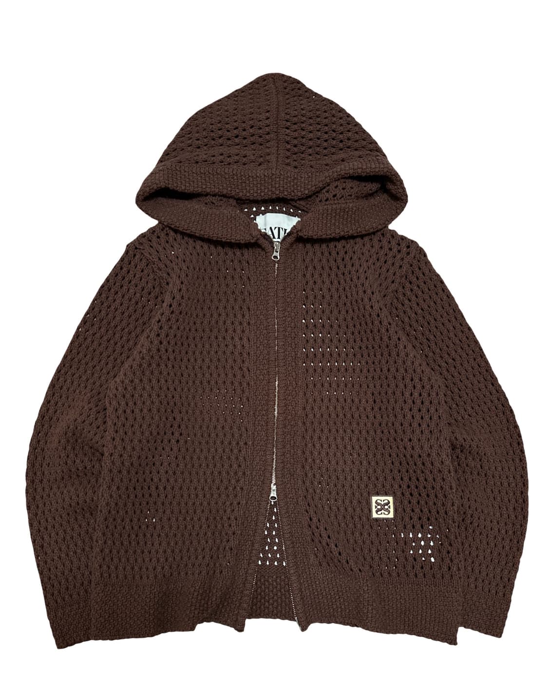 SATUR 세터 브라운 후드 니트집업 상품이미지1