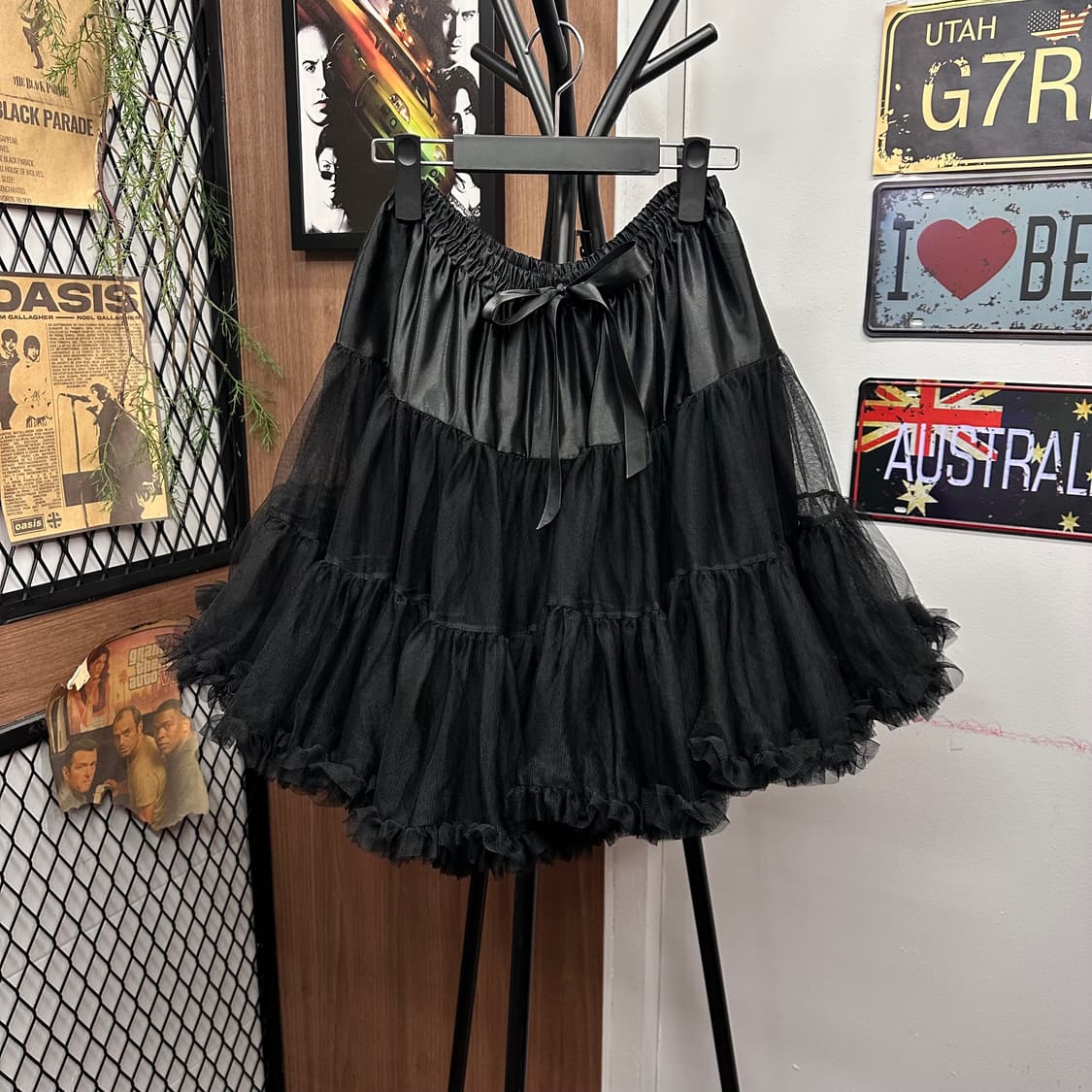 Black Double Tutu Satin Lace Skirt 상품이미지1