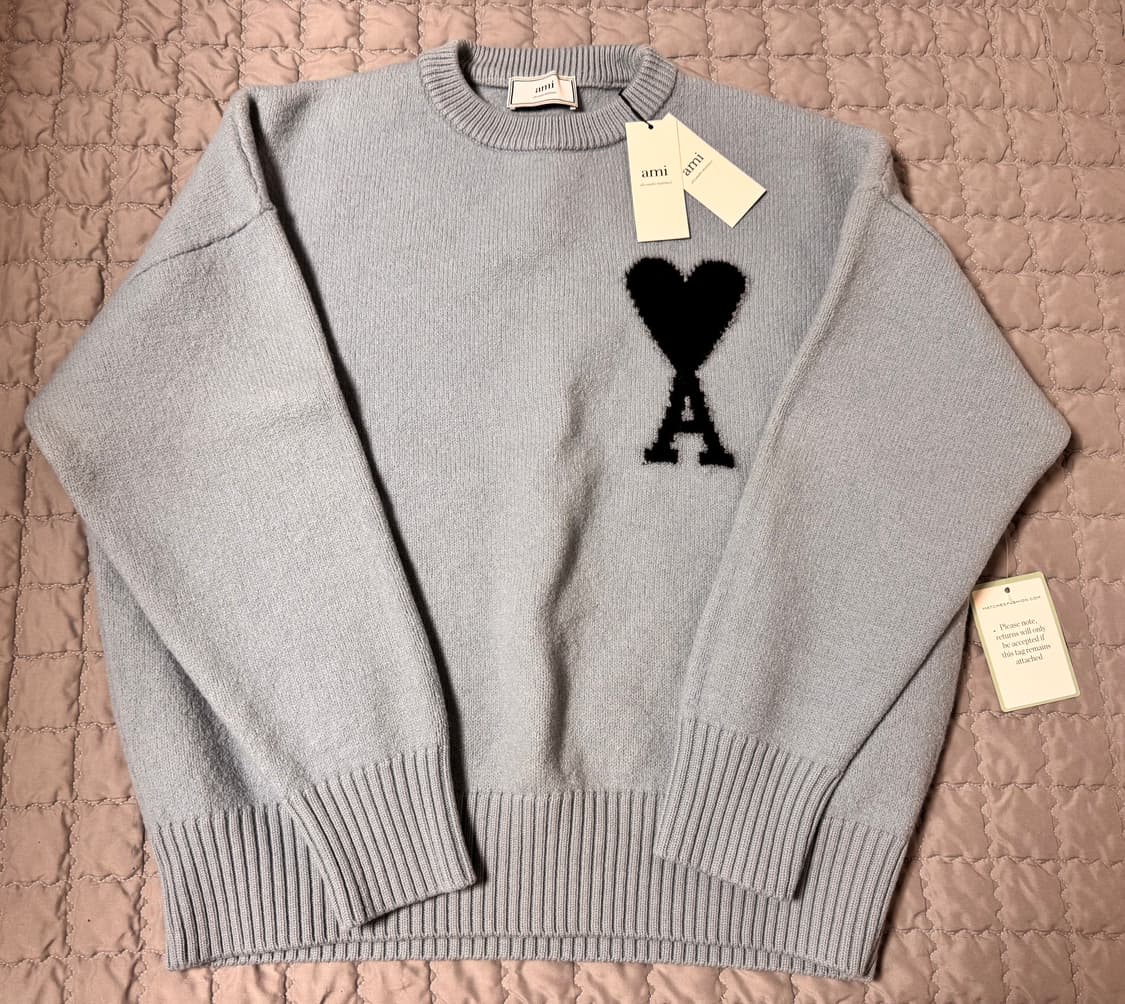 아미 인타르시아 니트 스틸블루 M 새상품 상품이미지1