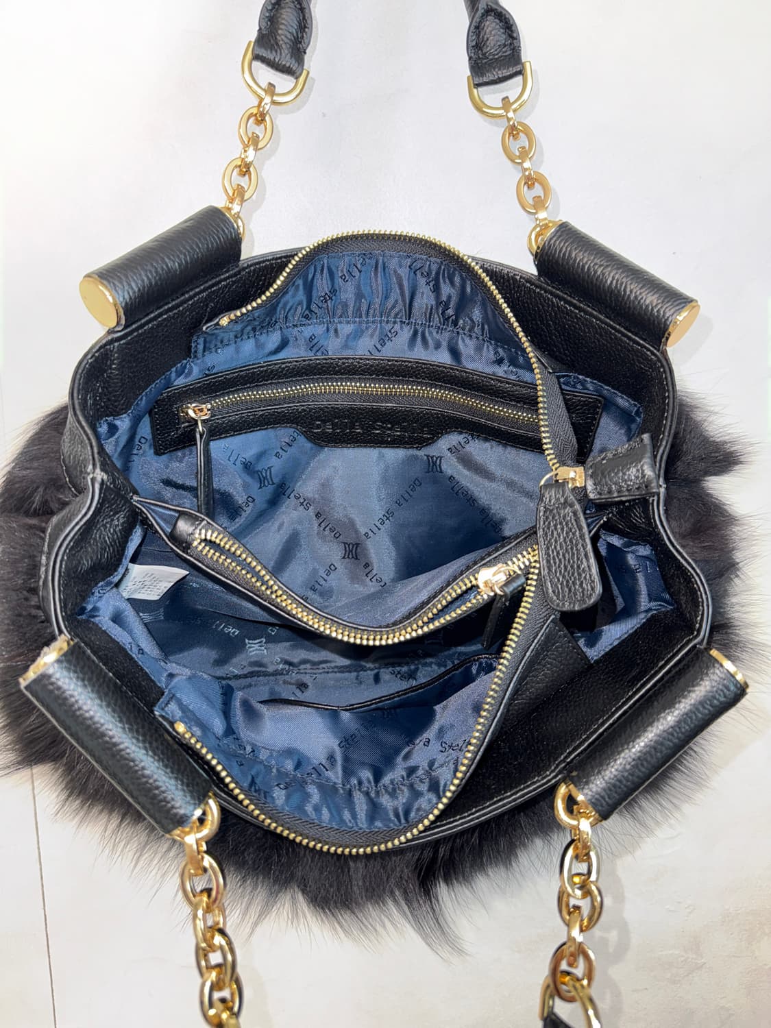 Della Stella black cow skin fox fur 숄더백 상품이미지7