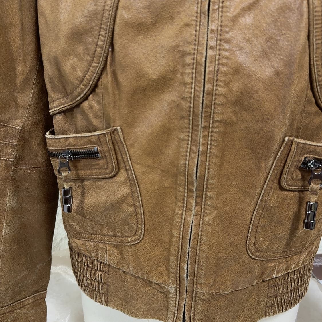 빈티지 veromoda 라이더 포켓 되지가죽자켓 상품이미지2