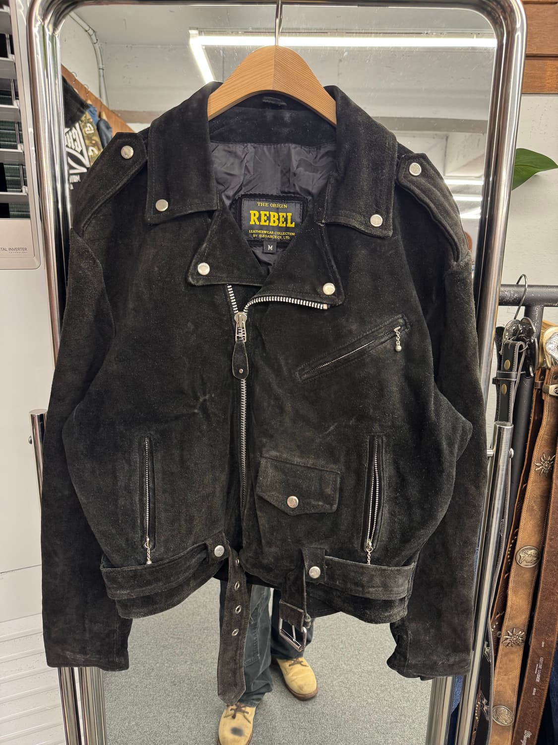 REBEL 빈티지 벨벳 라이더 가죽자켓(데미지) 상품이미지1