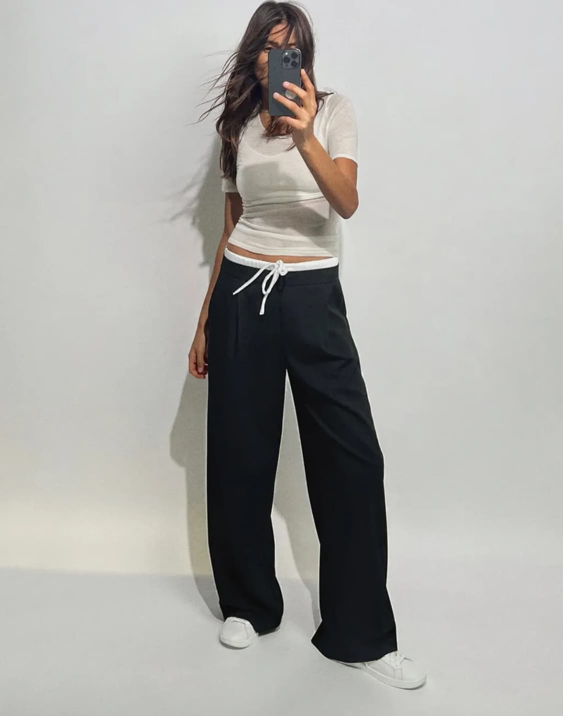 ZARA 자라 더블 웨이스트 트라우져 팬츠 네이비 L 상품이미지1