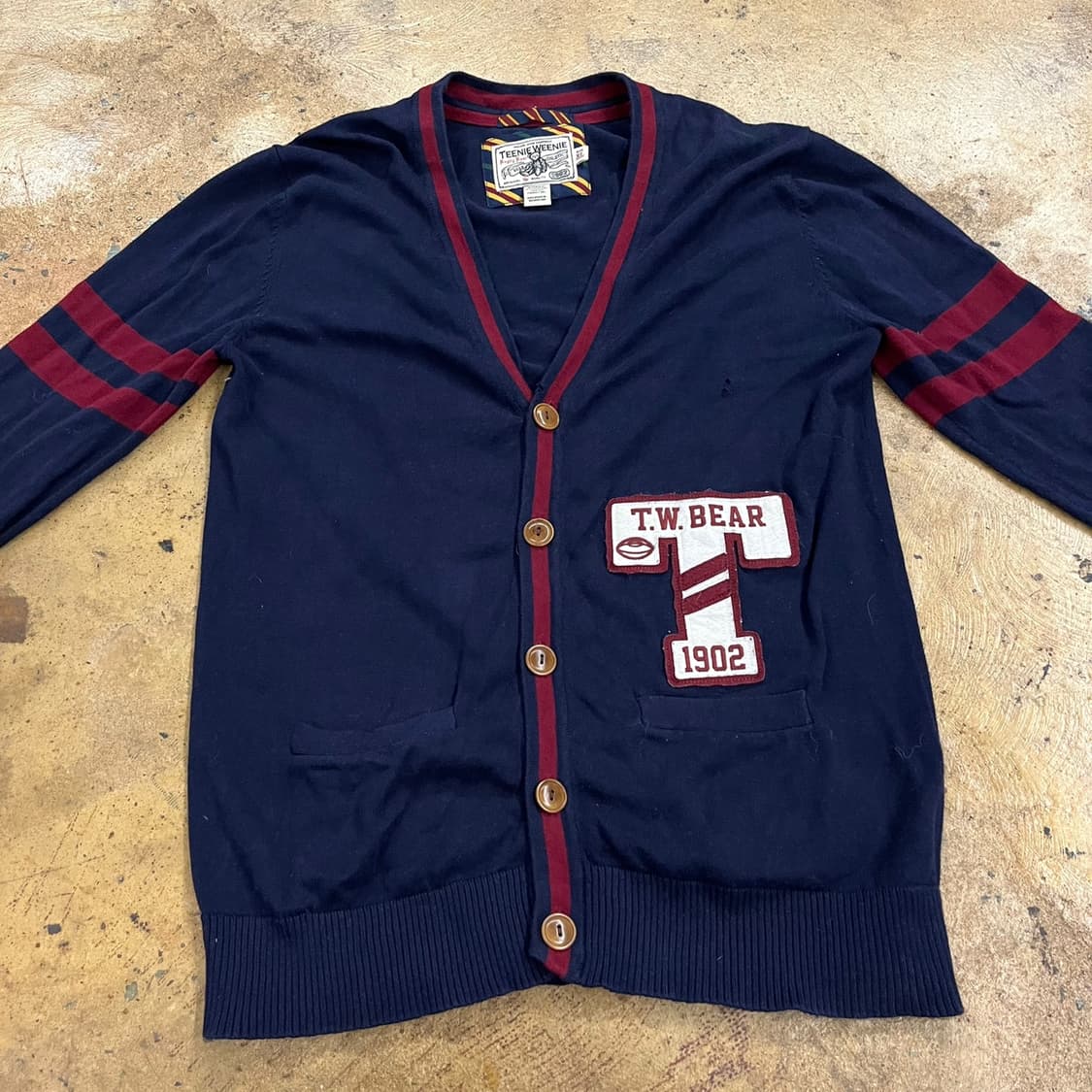 티니위니 네이비 버건디 브이넥 니트 가디건  상품이미지3