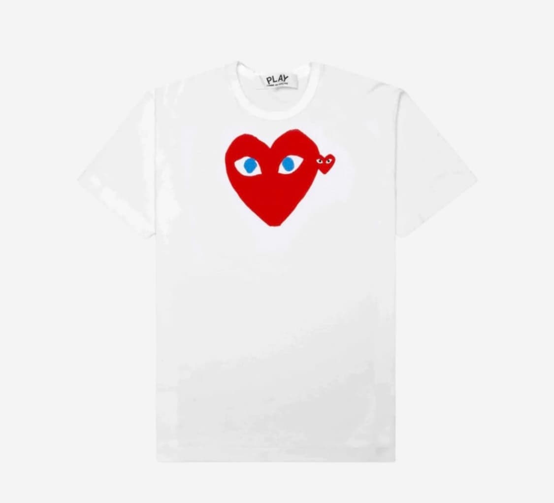플레이 꼼데가르송 레드 더블 하트 티셔츠 화이트 우먼 s 상품이미지1