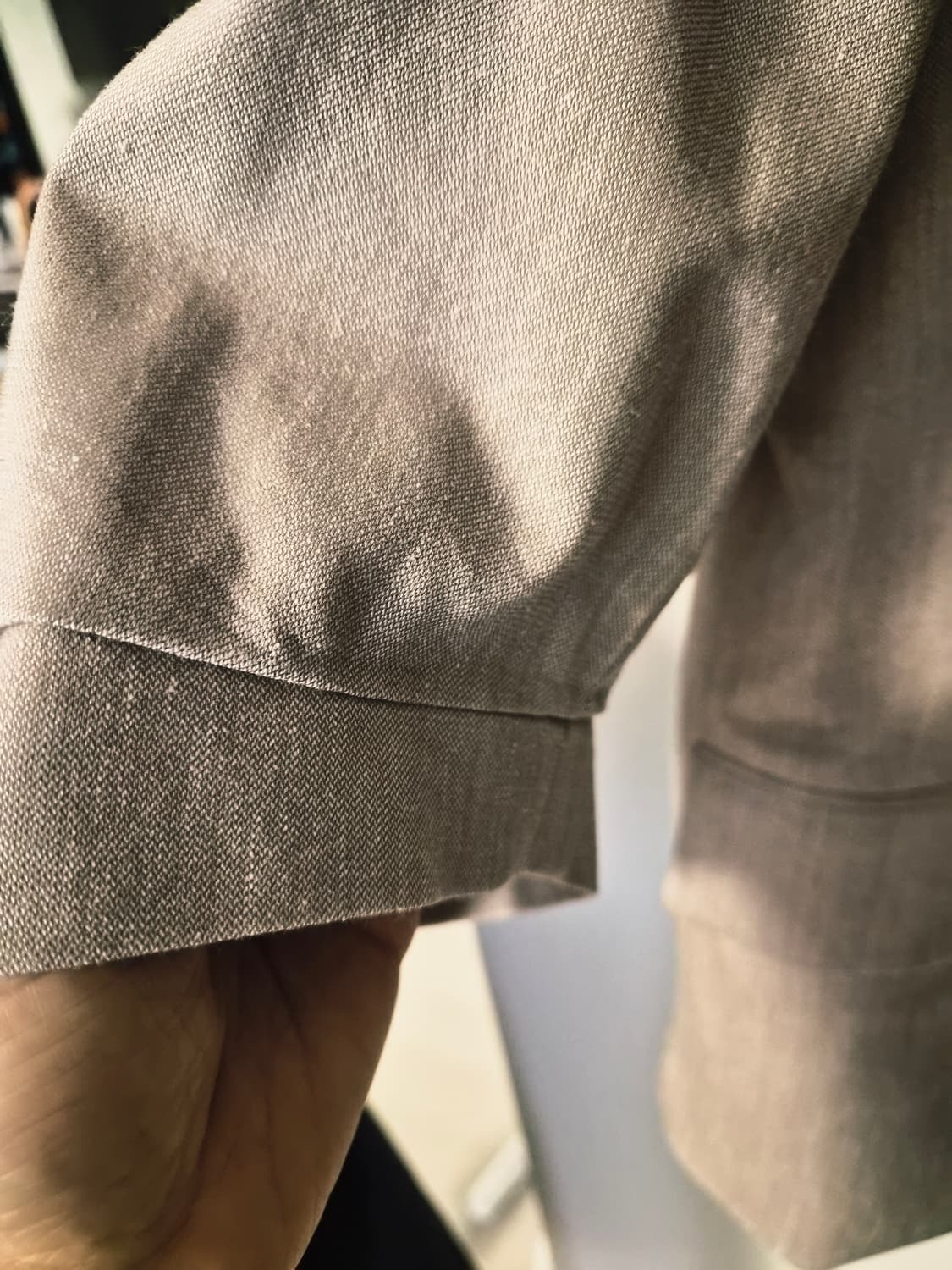 이앤씨(EnC) 베이지 린넨 원버튼 7부 자켓 (55사이즈) 상품이미지4