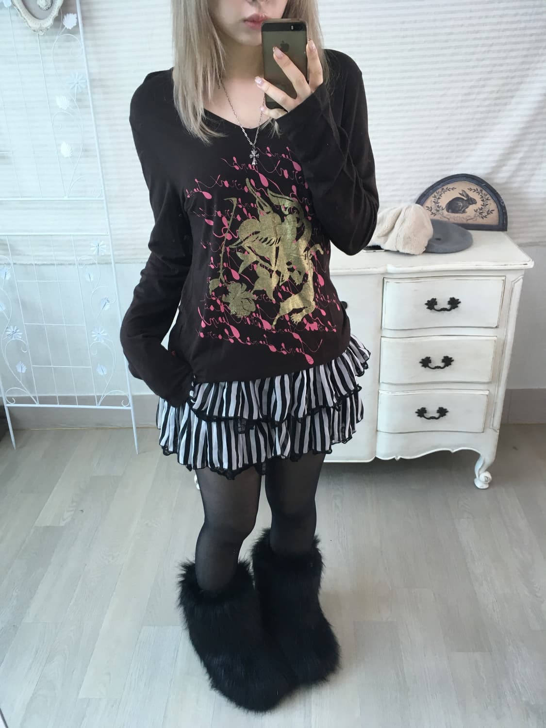 일본빈티지 갸루 프린팅 롱슬리브 상품이미지4