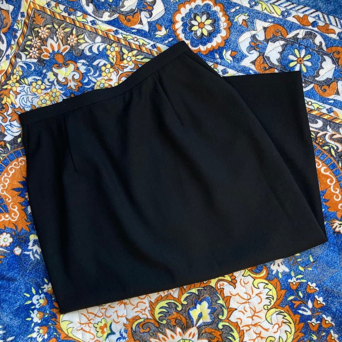 Japan made Enfold 엔폴드 울 블랙 H라인 펜슬 트임 스커트 상품이미지1