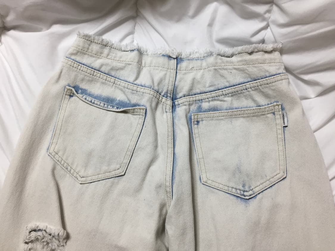 연청 로우라이즈 데미지 와이드 진 연청바지 상품이미지6