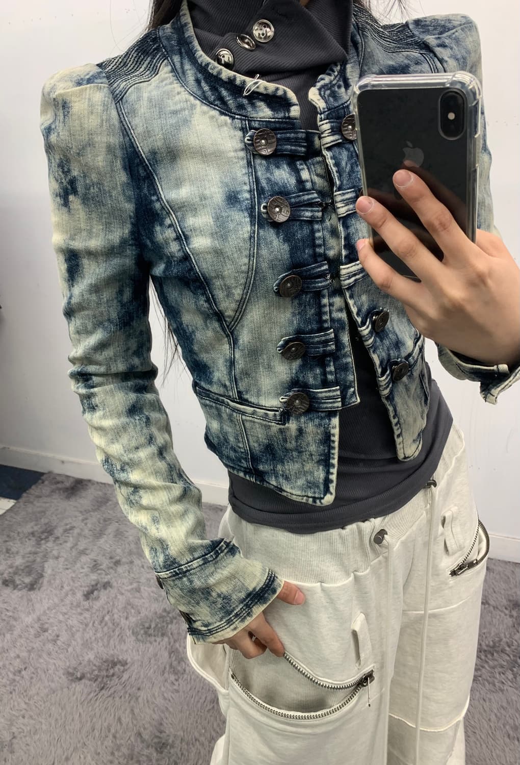 빈티지 워싱 데님 나폴레옹 자켓 상품이미지1