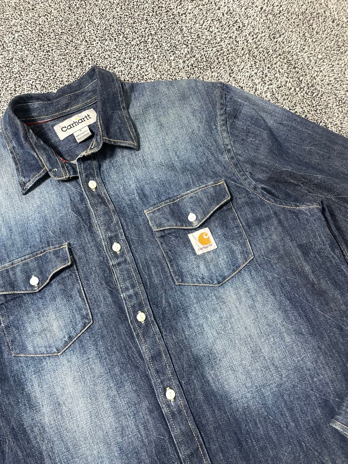 빈티지9. 착샷0 칼하트 몬타나 릴렉스 핏 프론트 남방 데님 셔츠 청자켓 상품이미지4