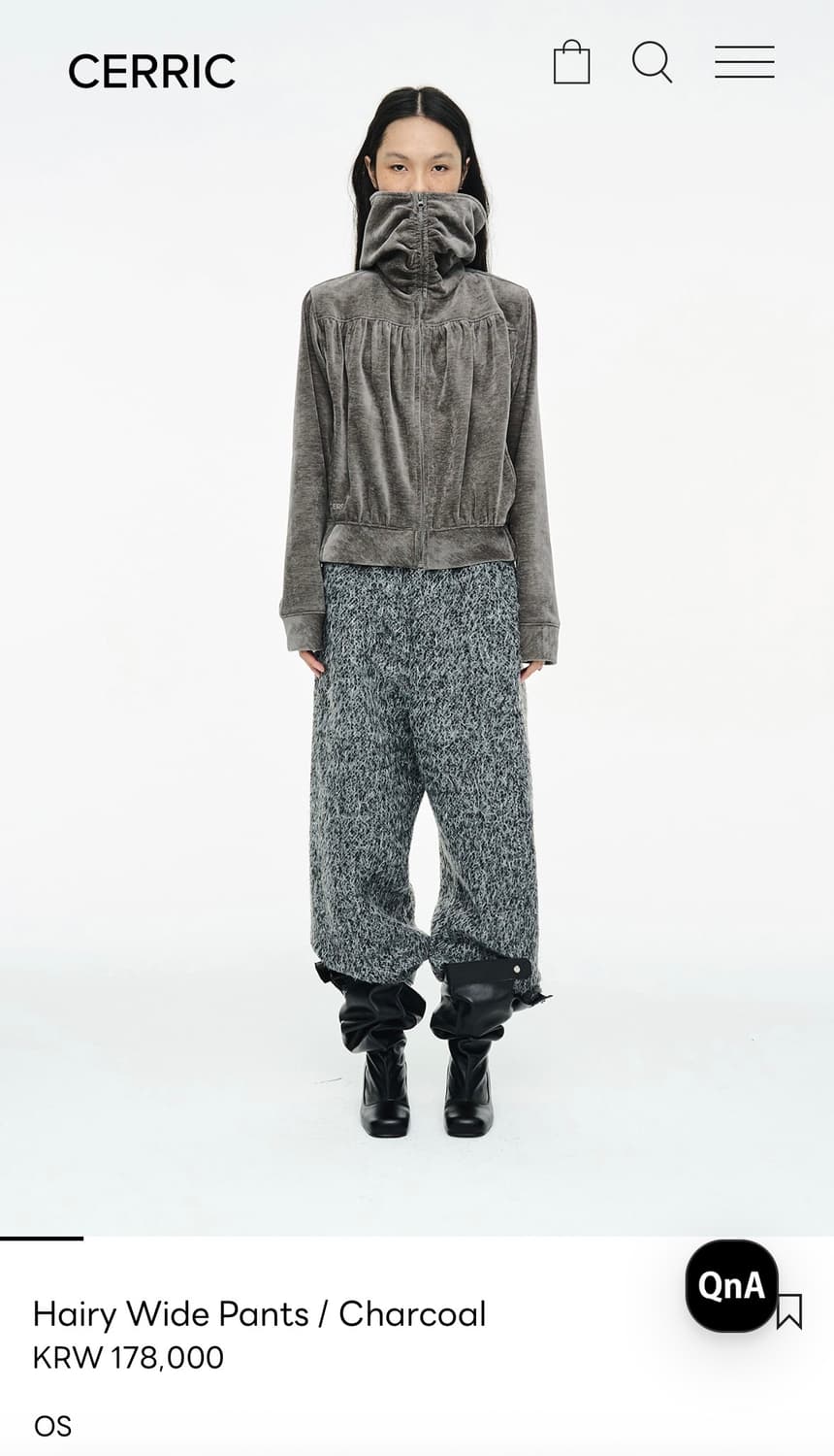 [구해요] cerric hairy wide pants 차콜 상품이미지1