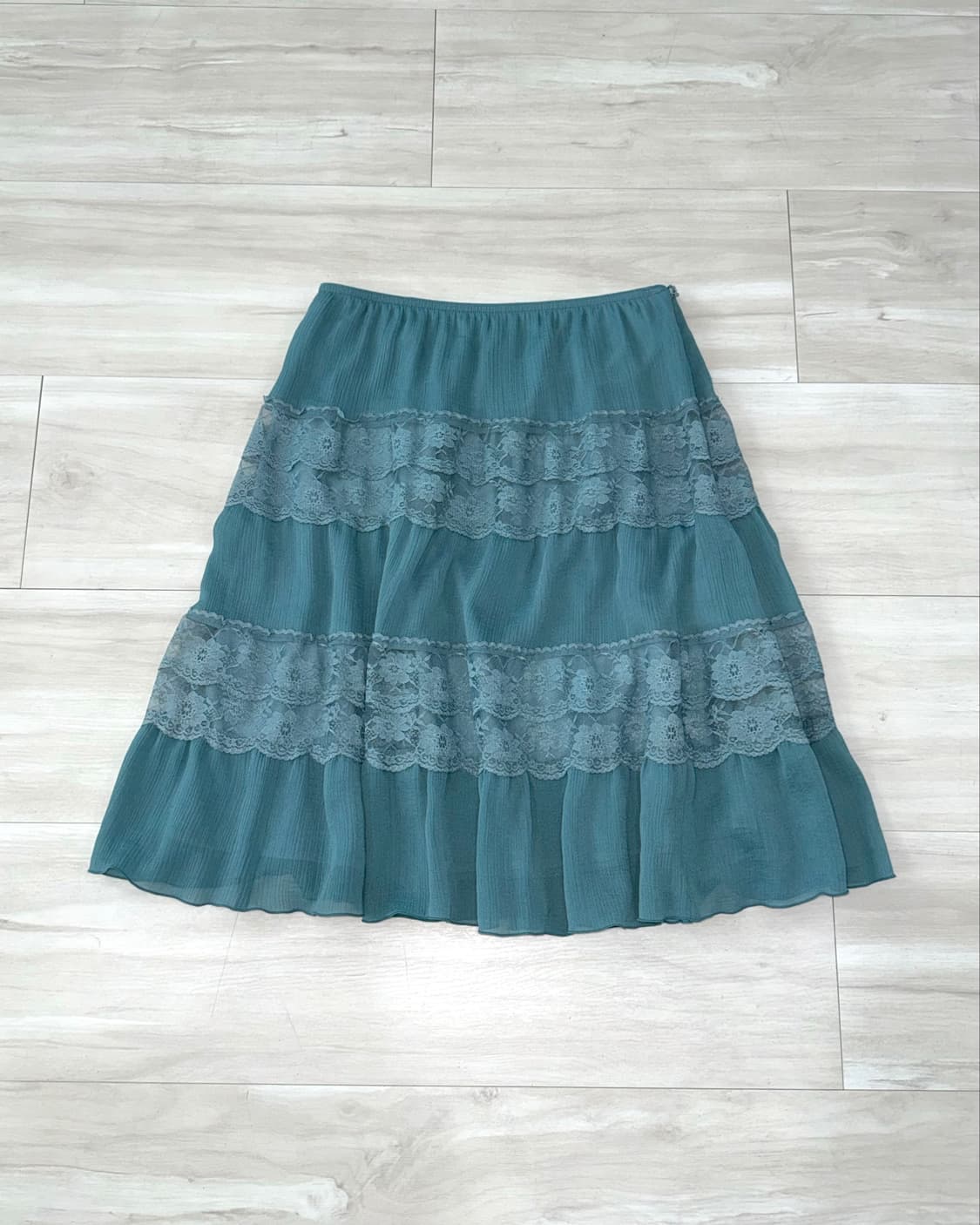 L'EST ROSE Teal Blue Lace Skirt 상품이미지1