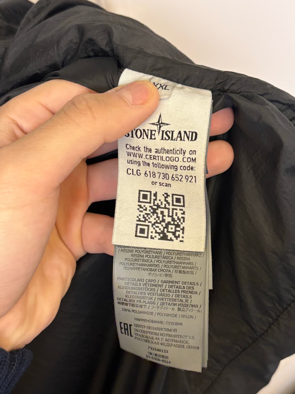 [XXL/당일배송] 스톤아일랜드 가먼트 크링클랩스 패딩 블랙 상품이미지6