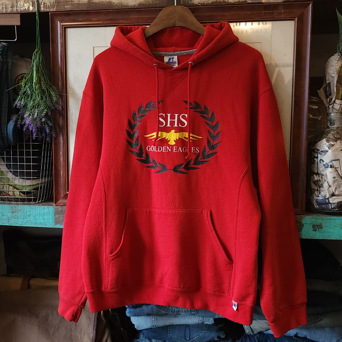 90s 러셀 후드 스웻셔츠 골든 이글스 오리지널 빈티지 레터링 M 상품이미지2