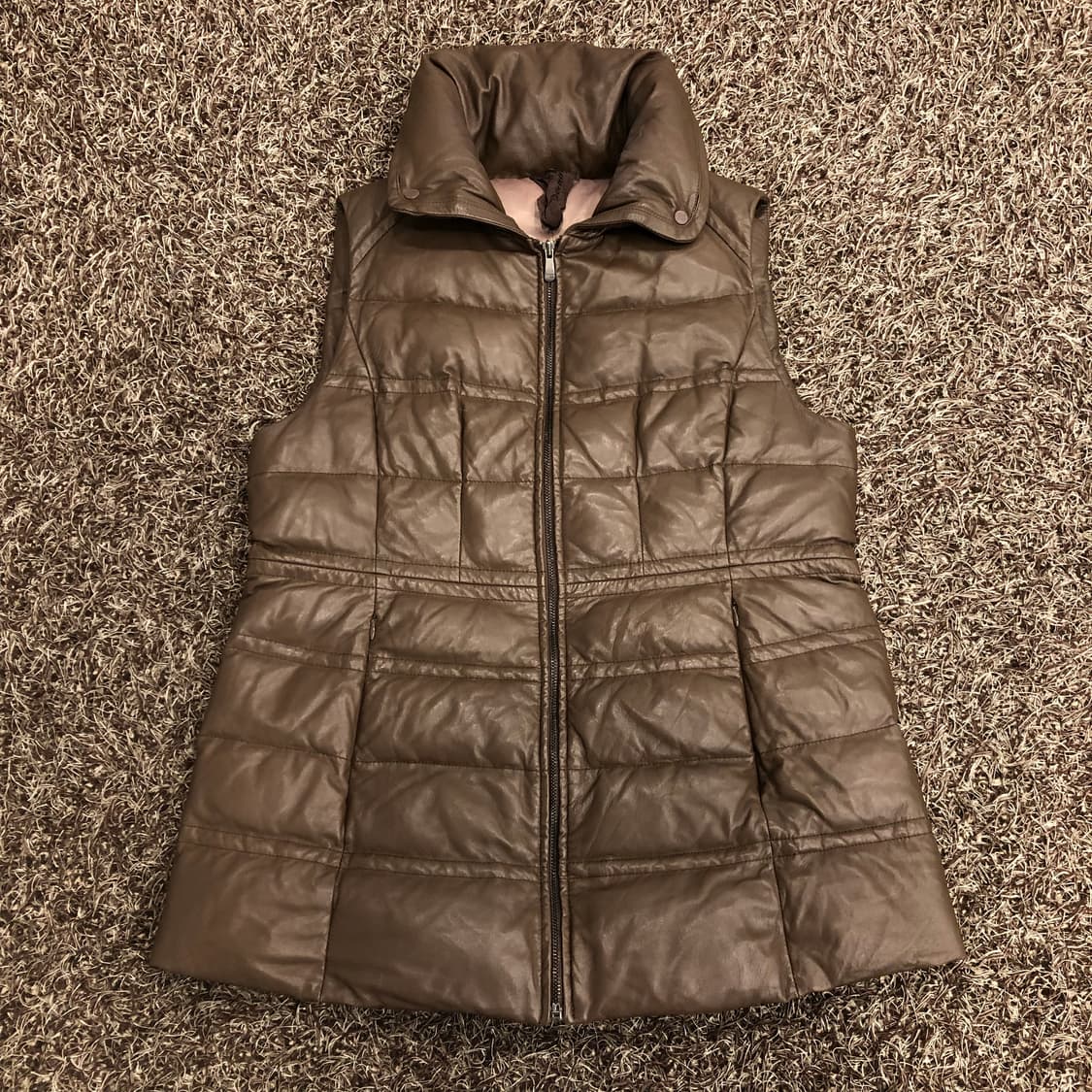 크로커다일 양가죽 다운 레더 가죽 패딩 조끼 베스트 상품이미지1