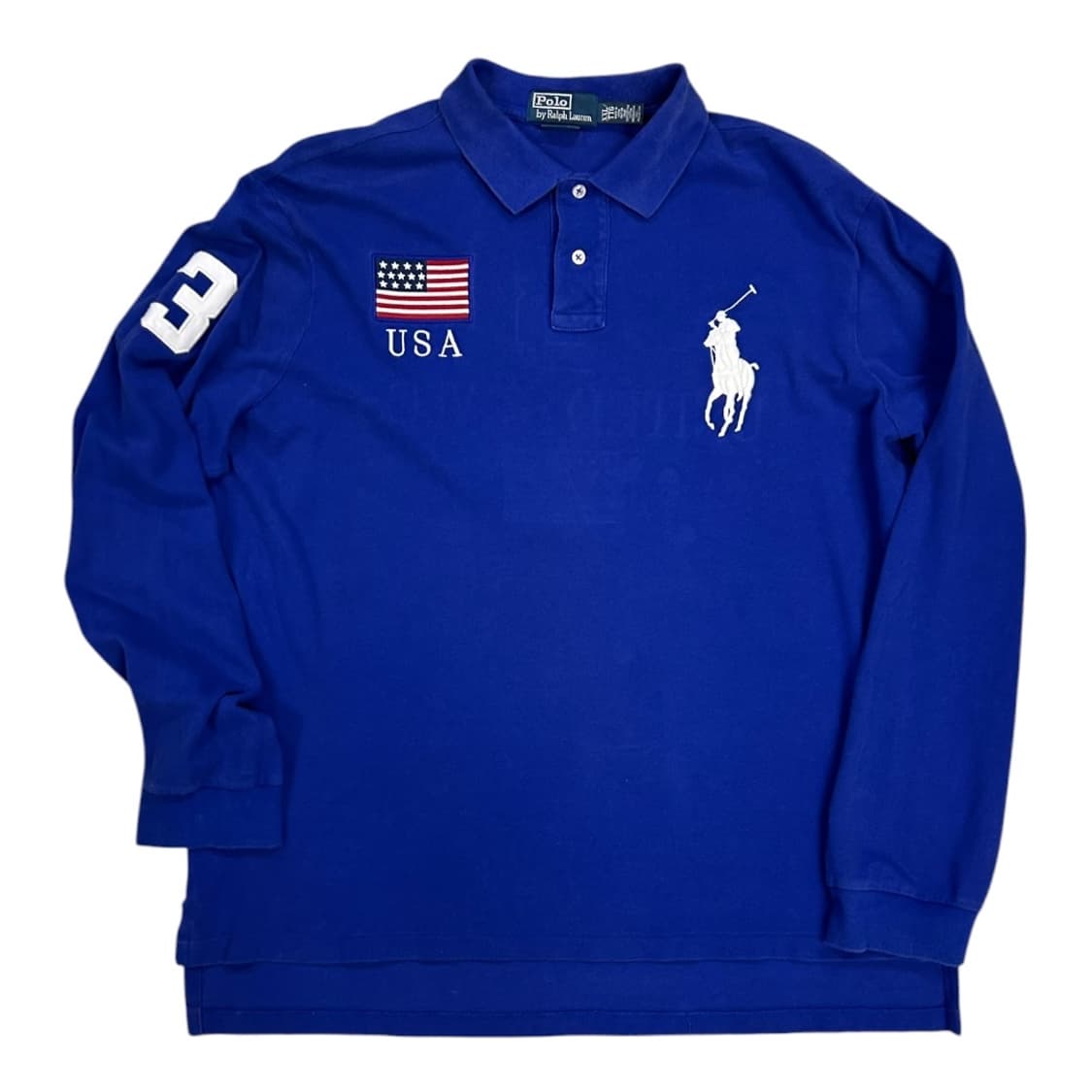 2XL) 폴로 랄프로렌 USA 빅포니 성조기 자수 카라 긴팔티 T-125 상품이미지1