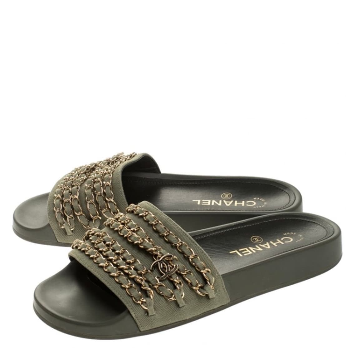 CHANEL 샤넬 CC체인 뮬 슬리퍼 카키 상품이미지3