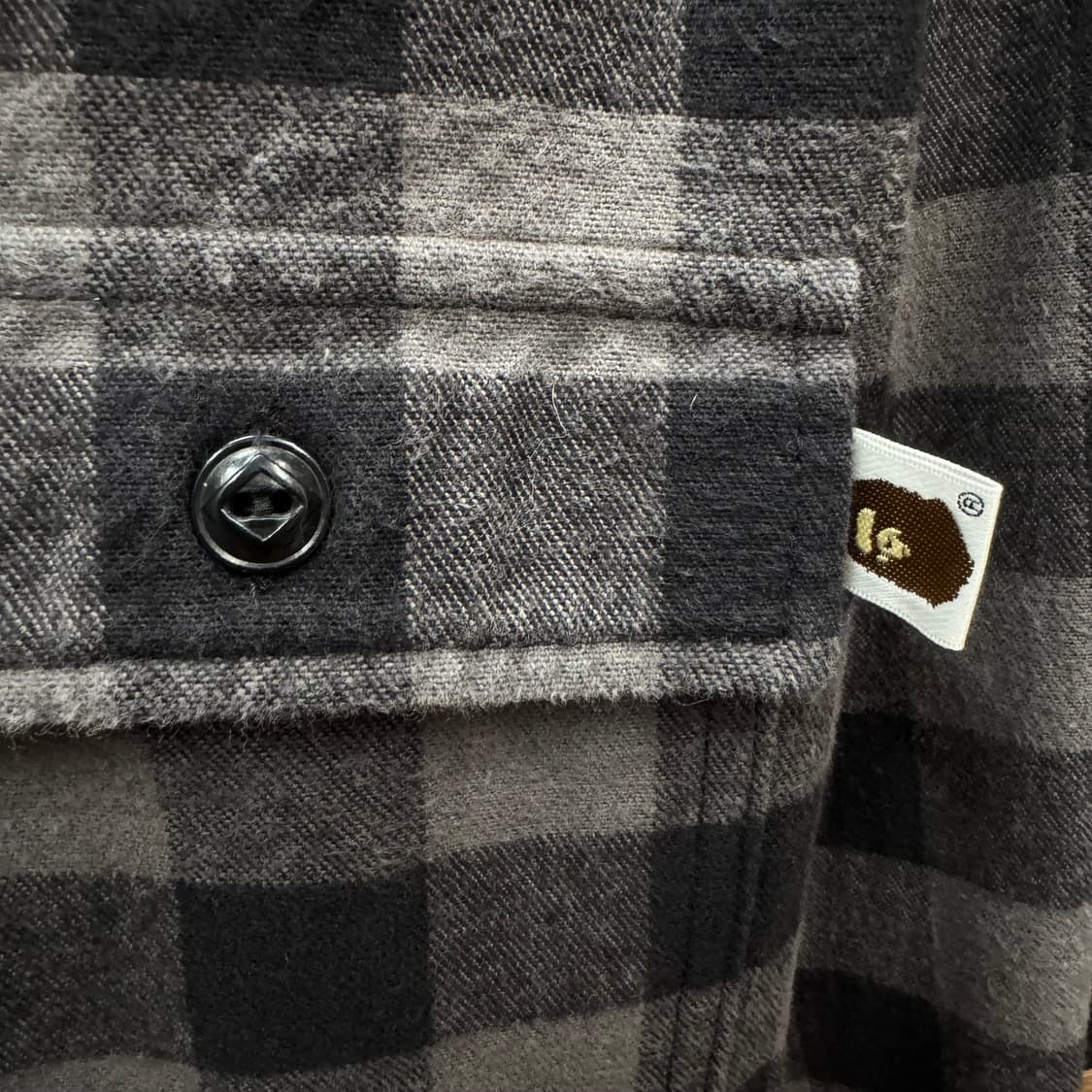 00s 베이프 버팔로 체크 하프 집업 워크 셔츠 그레이 블랙 상품이미지5