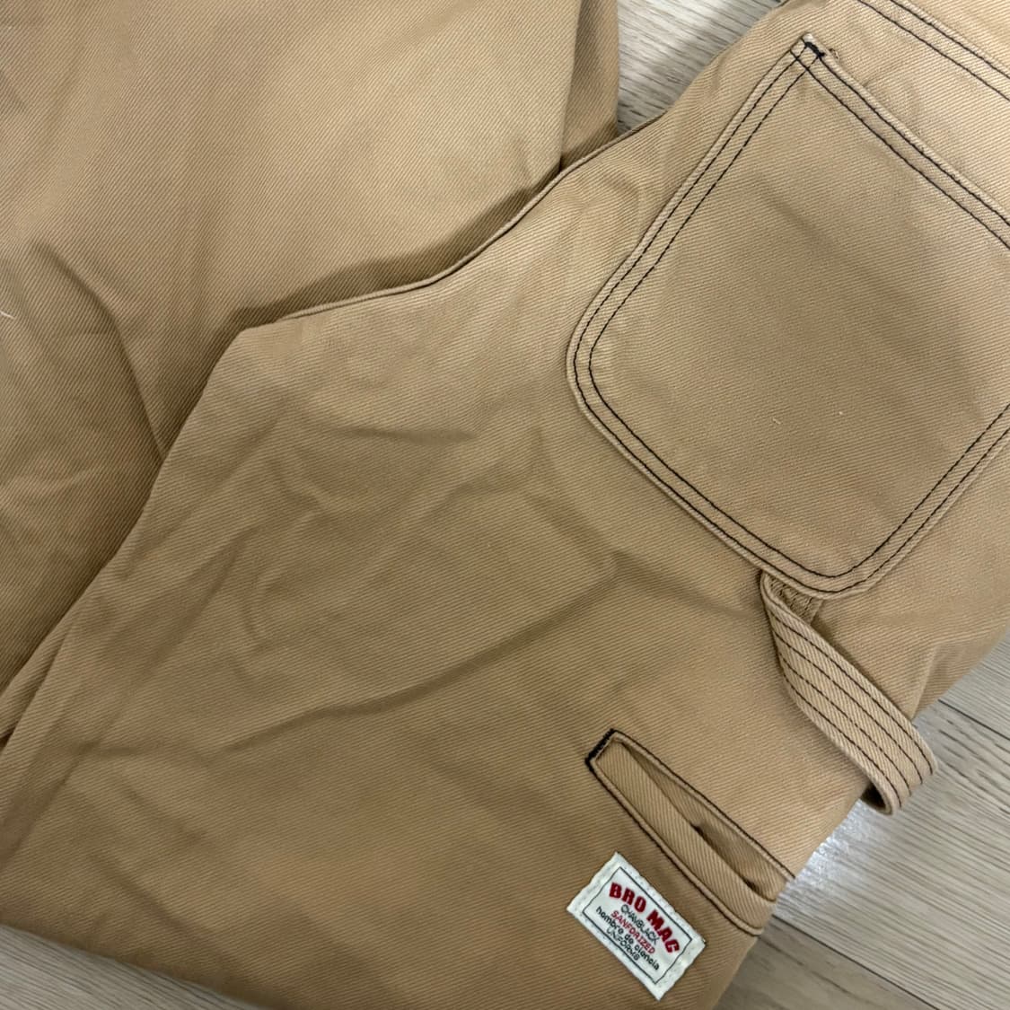 급처) 미착용 스티치 코튼 패치 와이드 팬츠 (beige) S 판매 상품이미지2