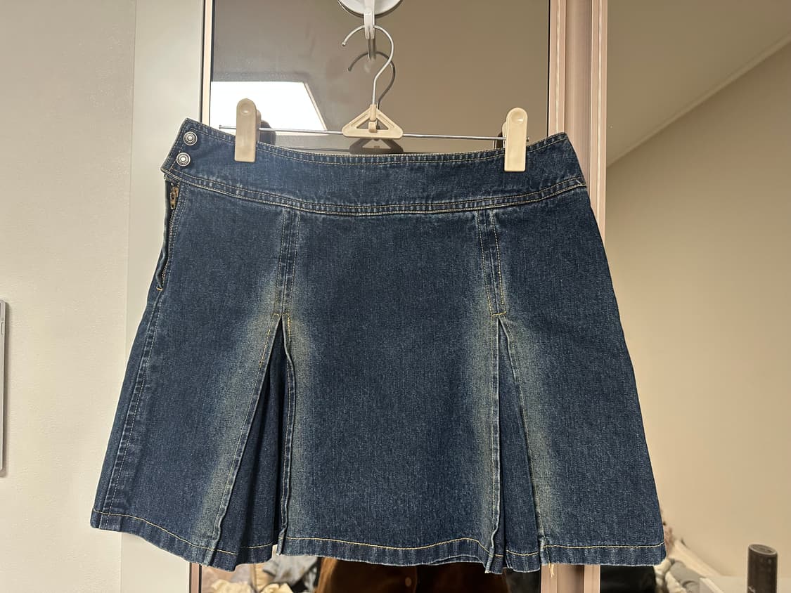 빈티지 데님 플리츠 스커트 상품이미지1