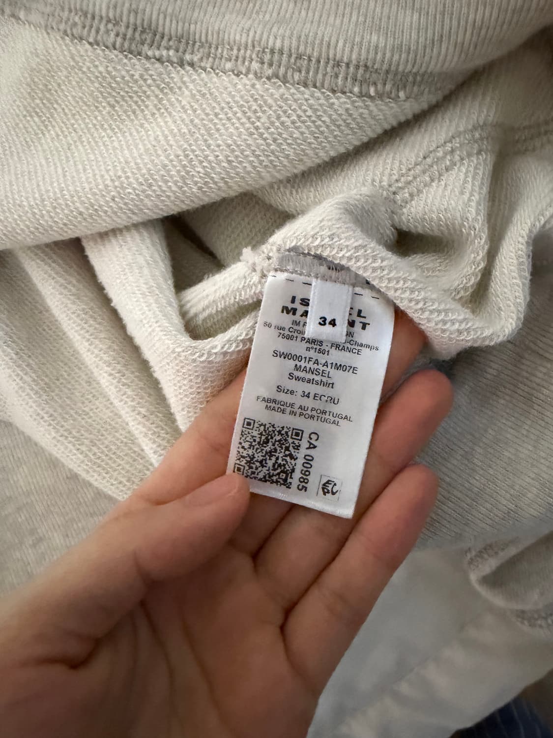 이자벨마랑 맨셀 후드티 34 사이즈 에크루색상 상품이미지2