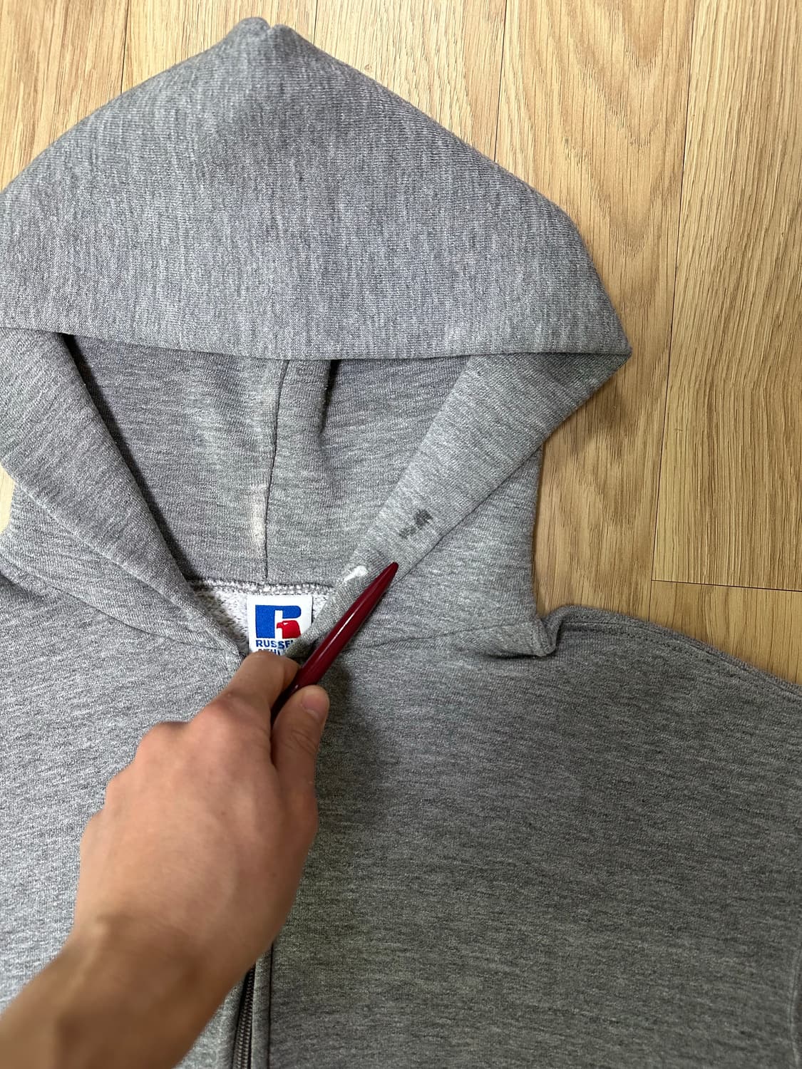 90s 빈티지 러셀 후드집업 그레이 XL USA 상품이미지6