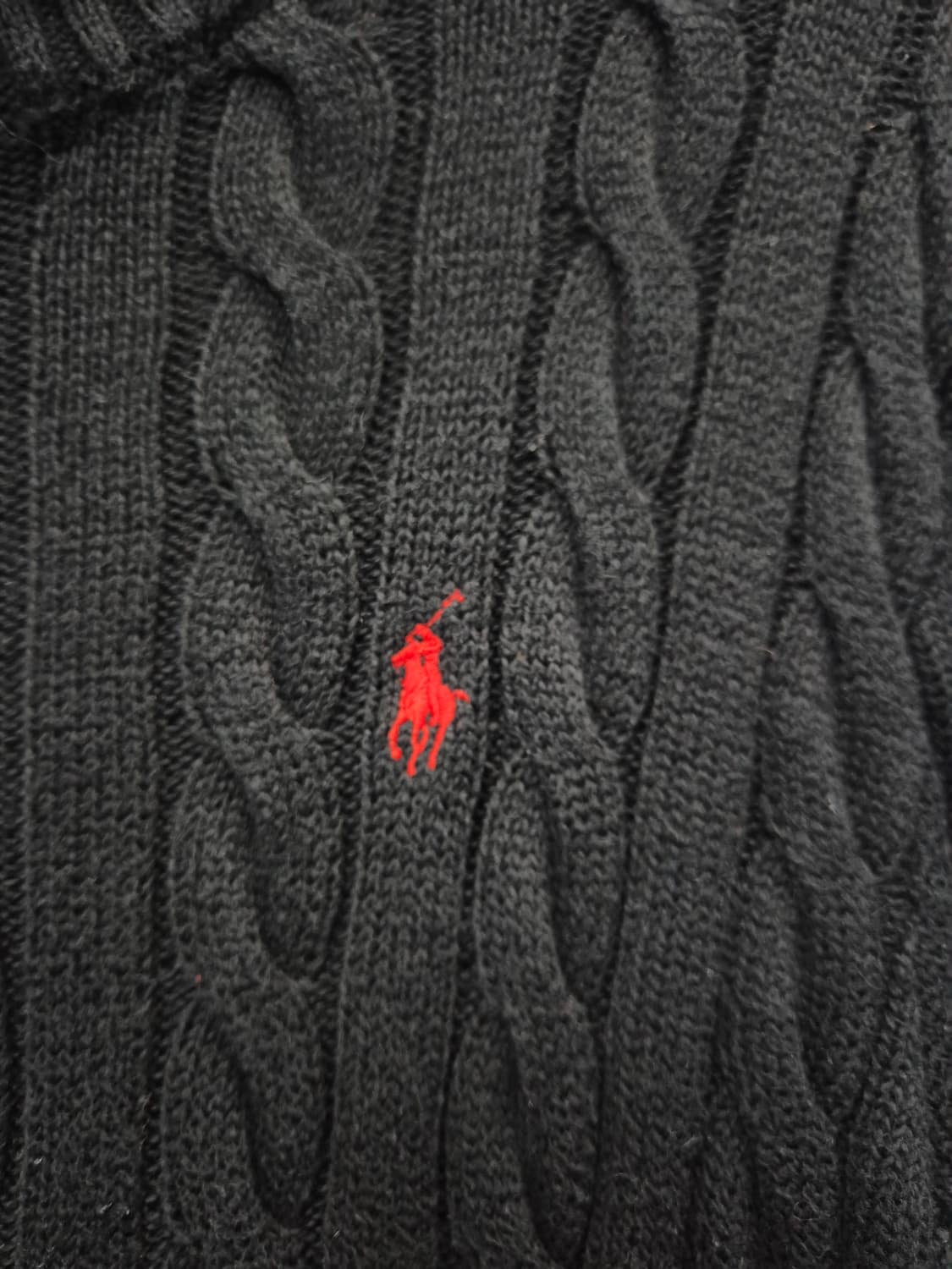 폴로 랄프로렌 블랙 꽈배기 니트 반집업 /95(정품) 상품이미지2