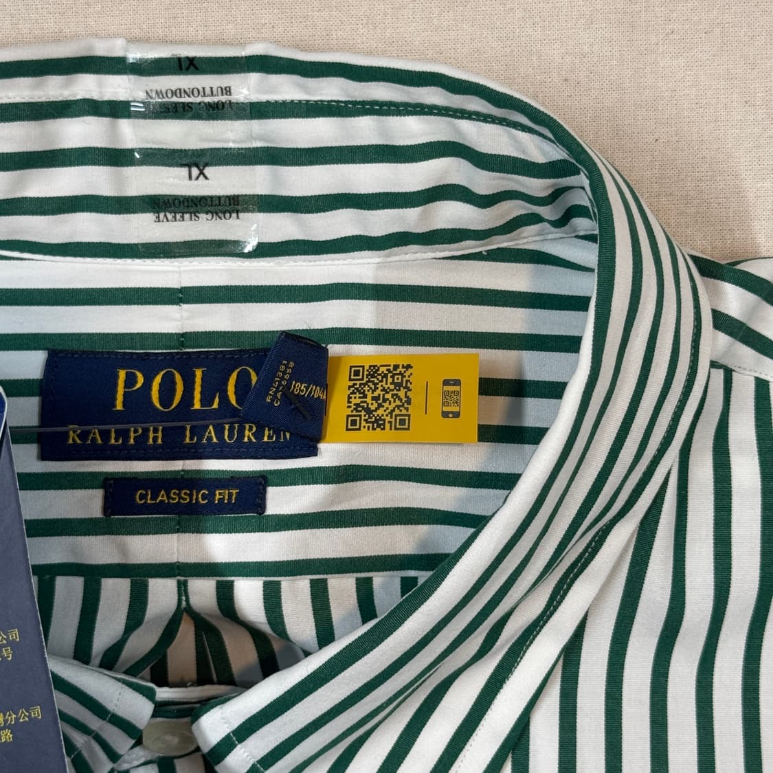 XL) 폴로 랄프로렌 그린 스트라이프 셔츠 신형 미사용품 상품이미지8